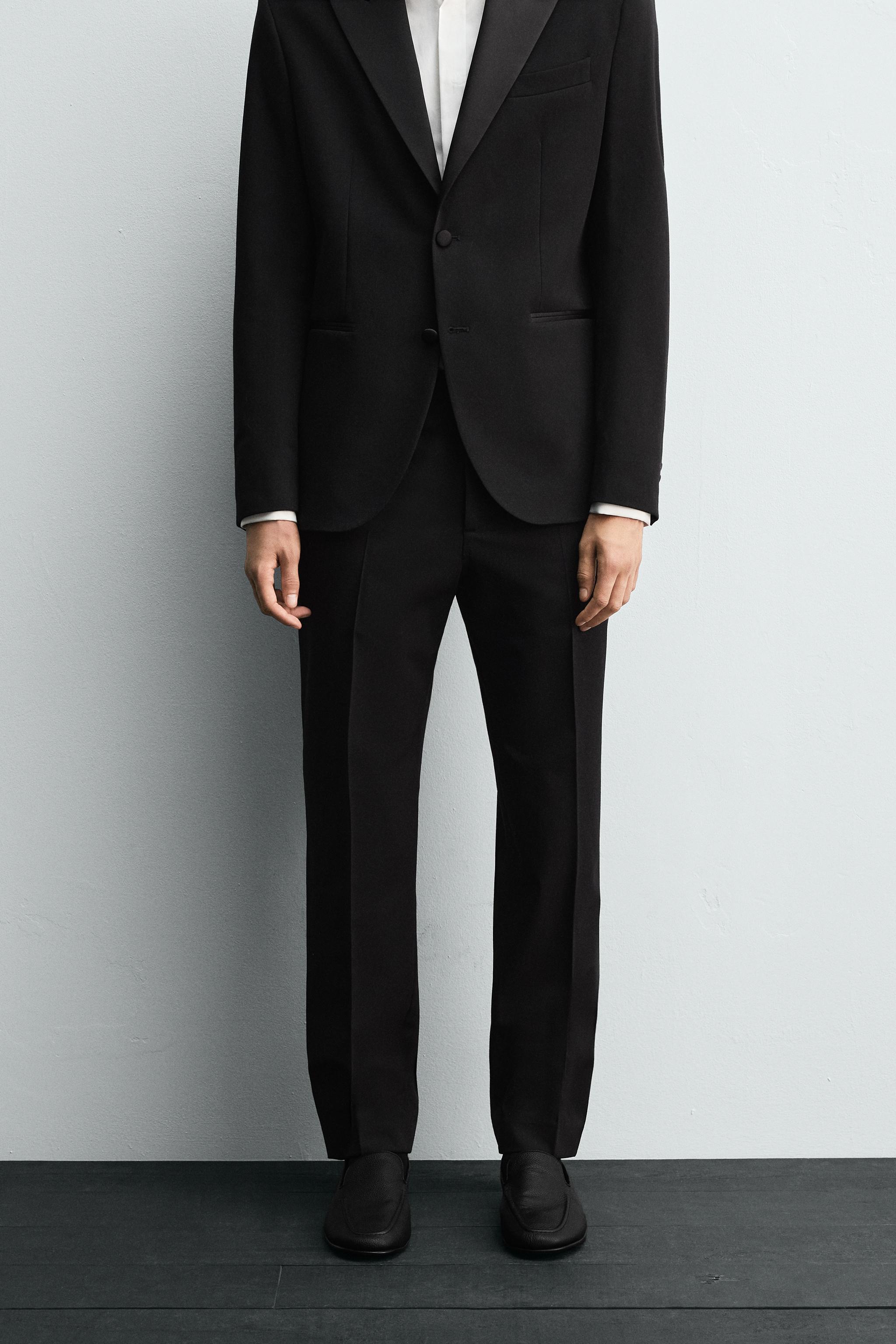 WOOL BLEND TUXEDO SUIT PANTS