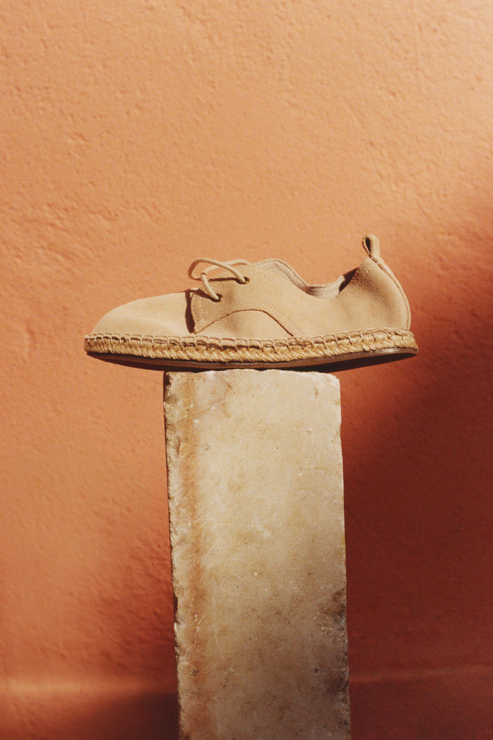 LEATHER JUTE DERBY SHOES