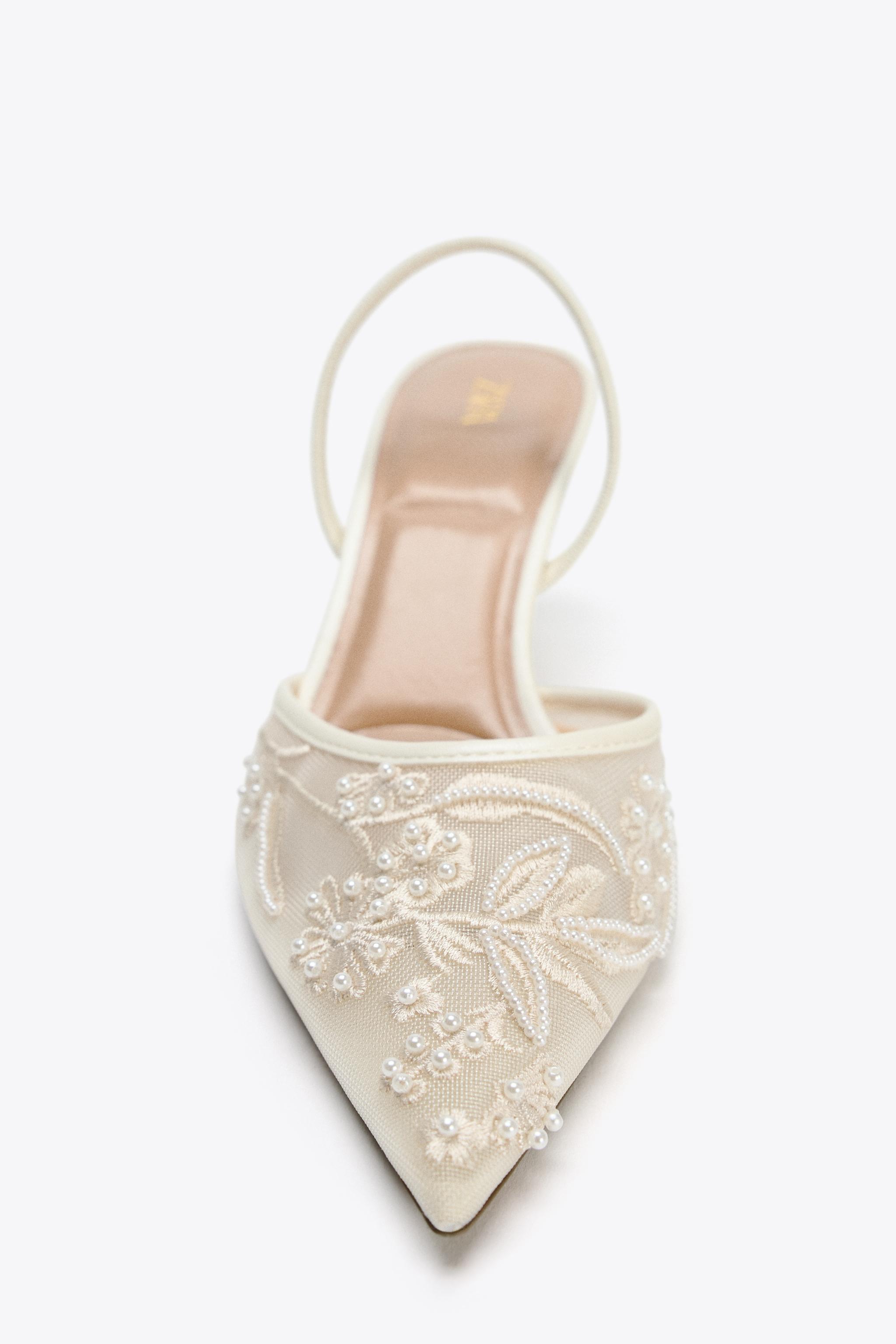 EMBROIDERED MESH SLINGBACKS