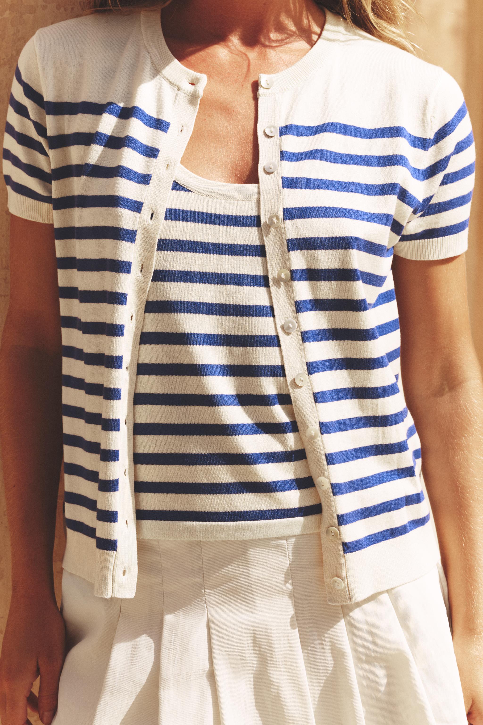 STRIPED KNIT SHORT SLEEVE JACKET