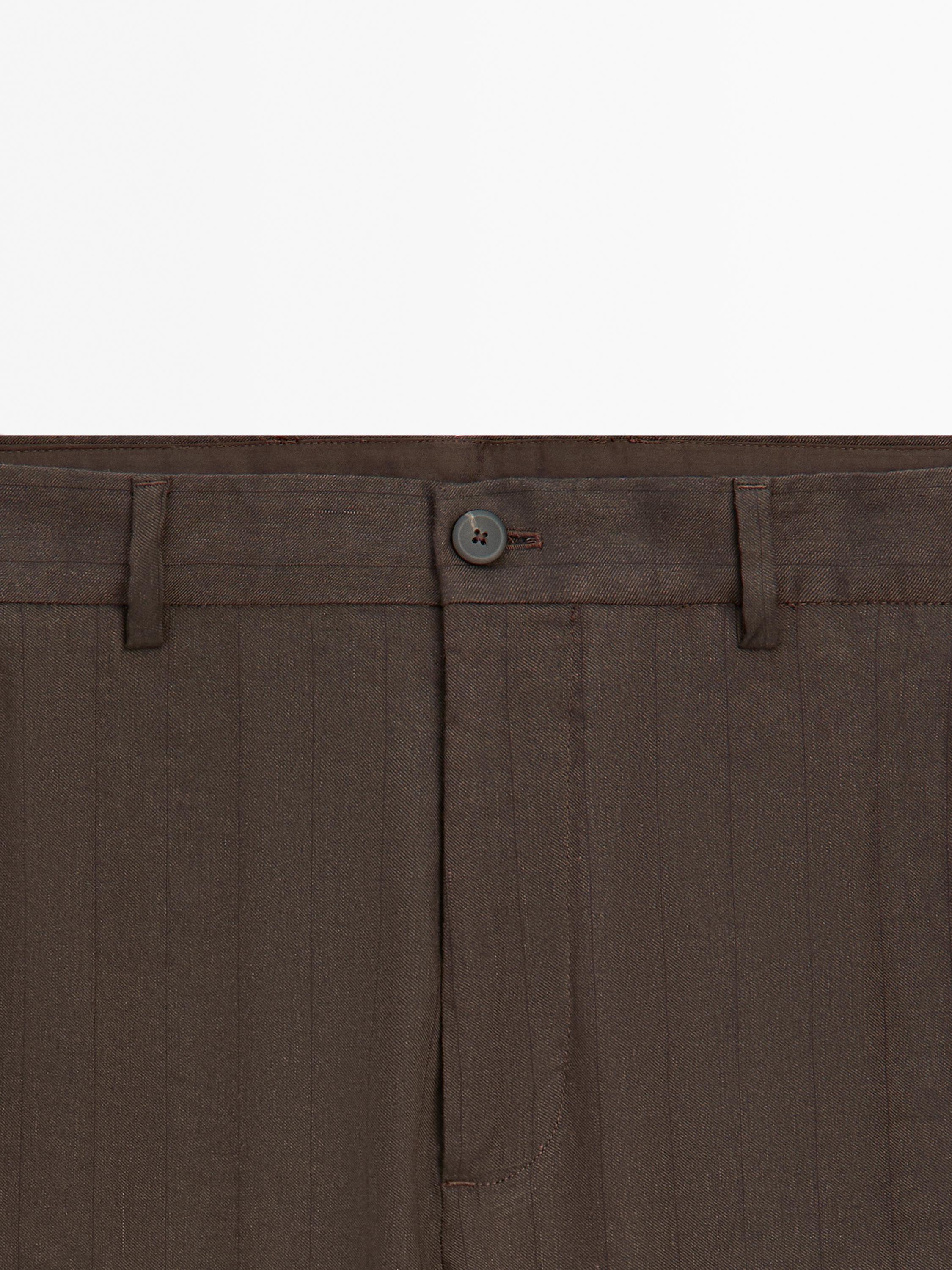 Straight-leg pinstripe trousers