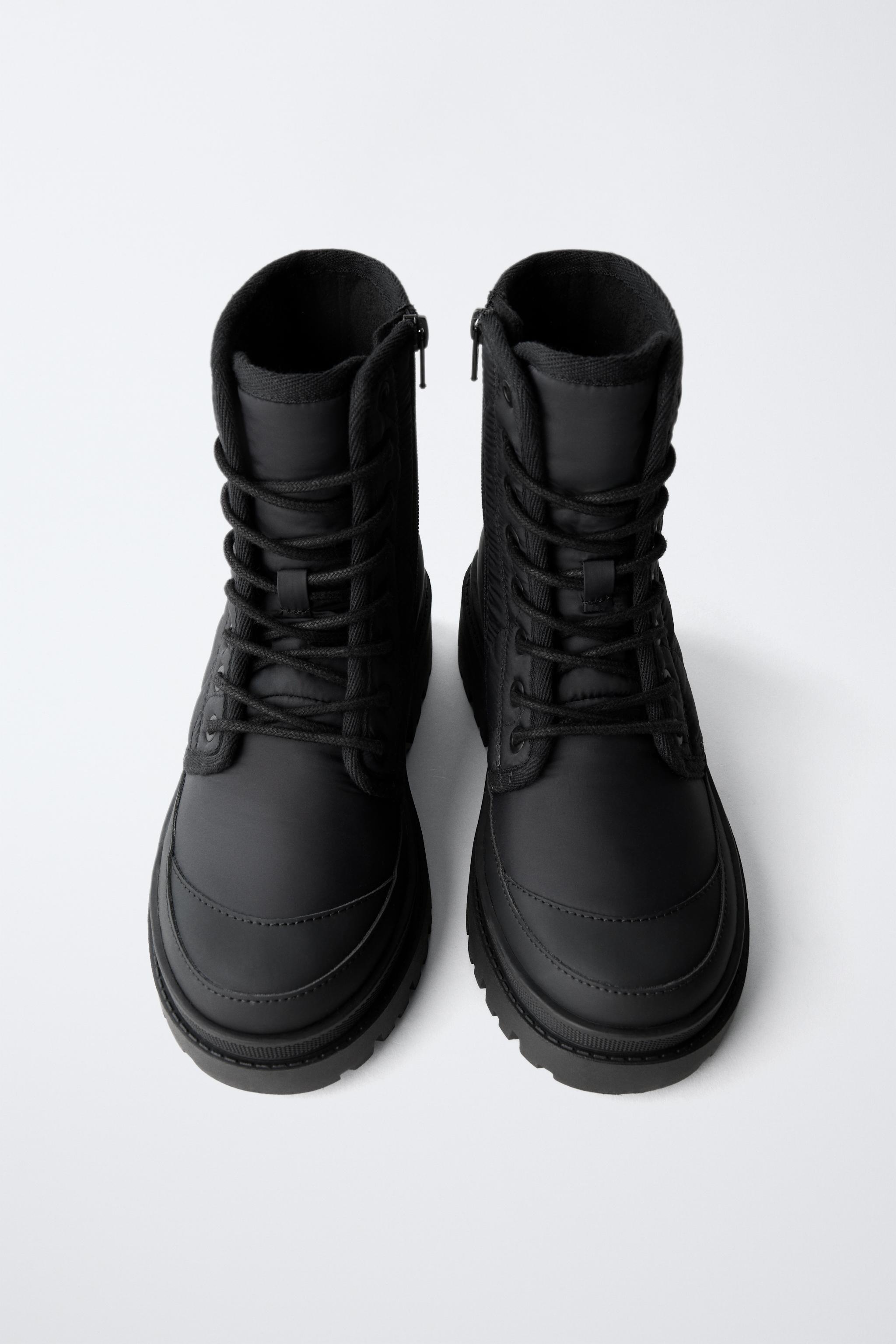 QUILTED LACED ANKLE BOOTS