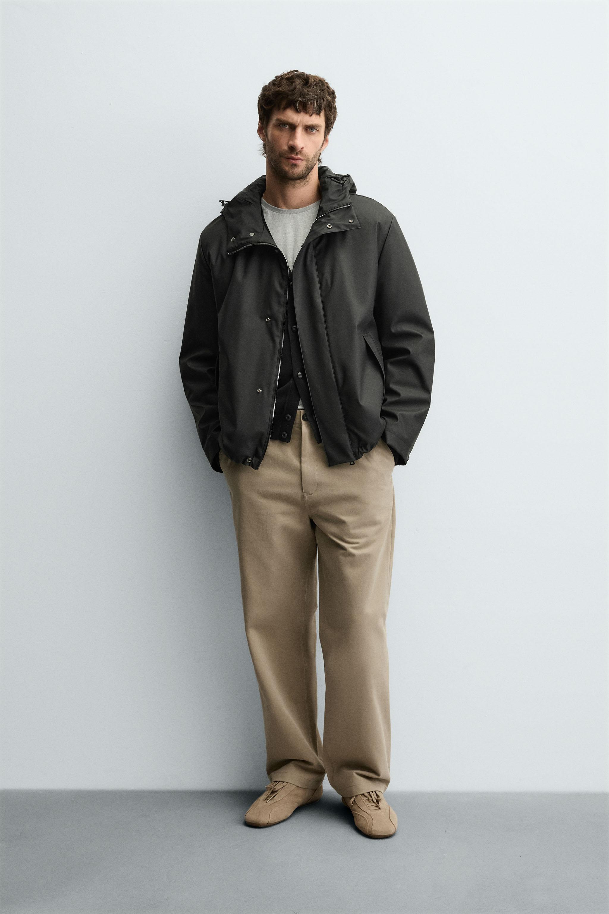 RUBBERIZED EFFECT PARKA WITH HOODIE