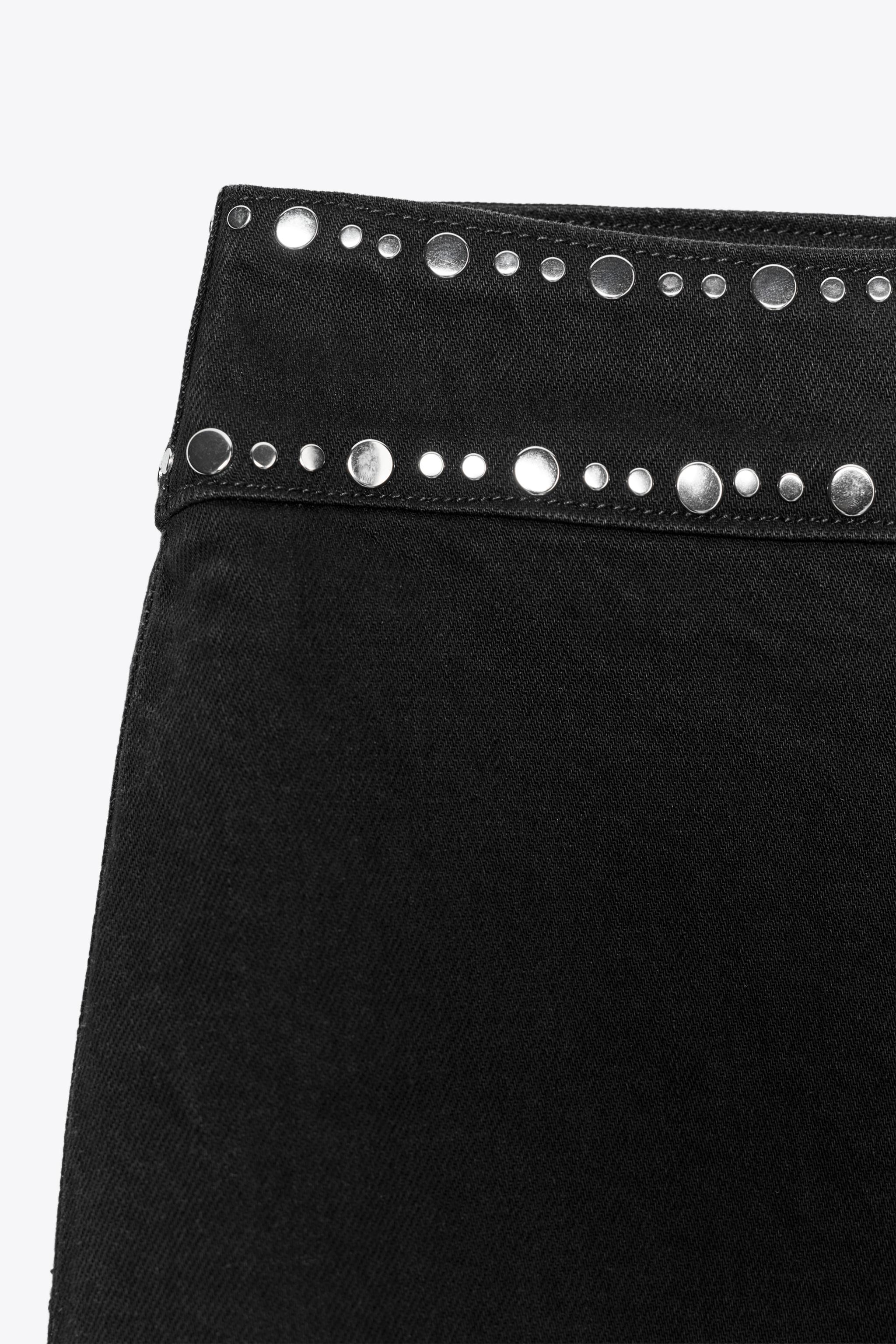 Z1975 HIGH WAIST STRAIGHT LONG LENGTH JEANS WITH STUDS