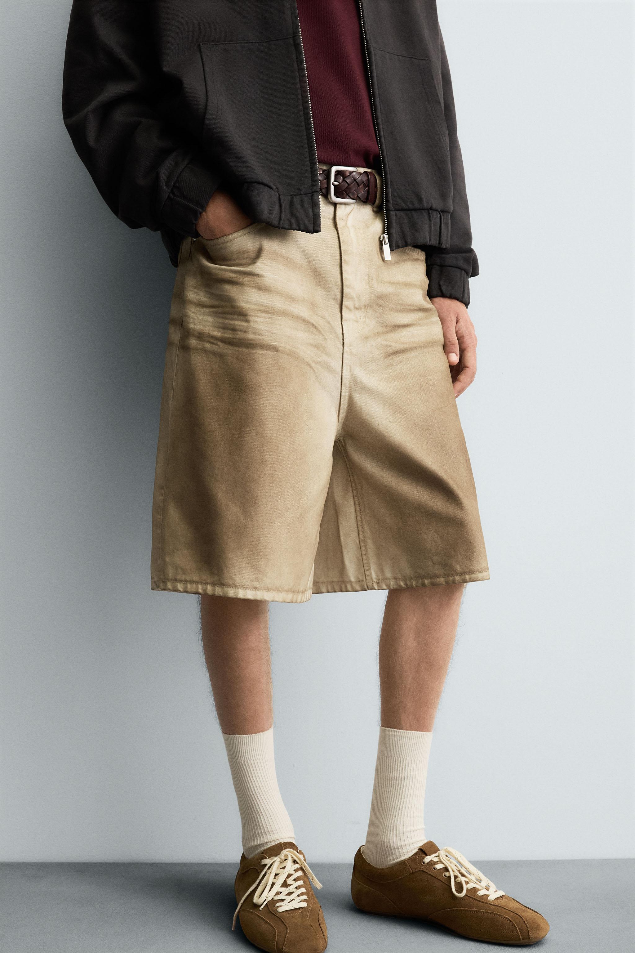 WASHED PRINT BAGGY FIT BERMUDA SHORTS