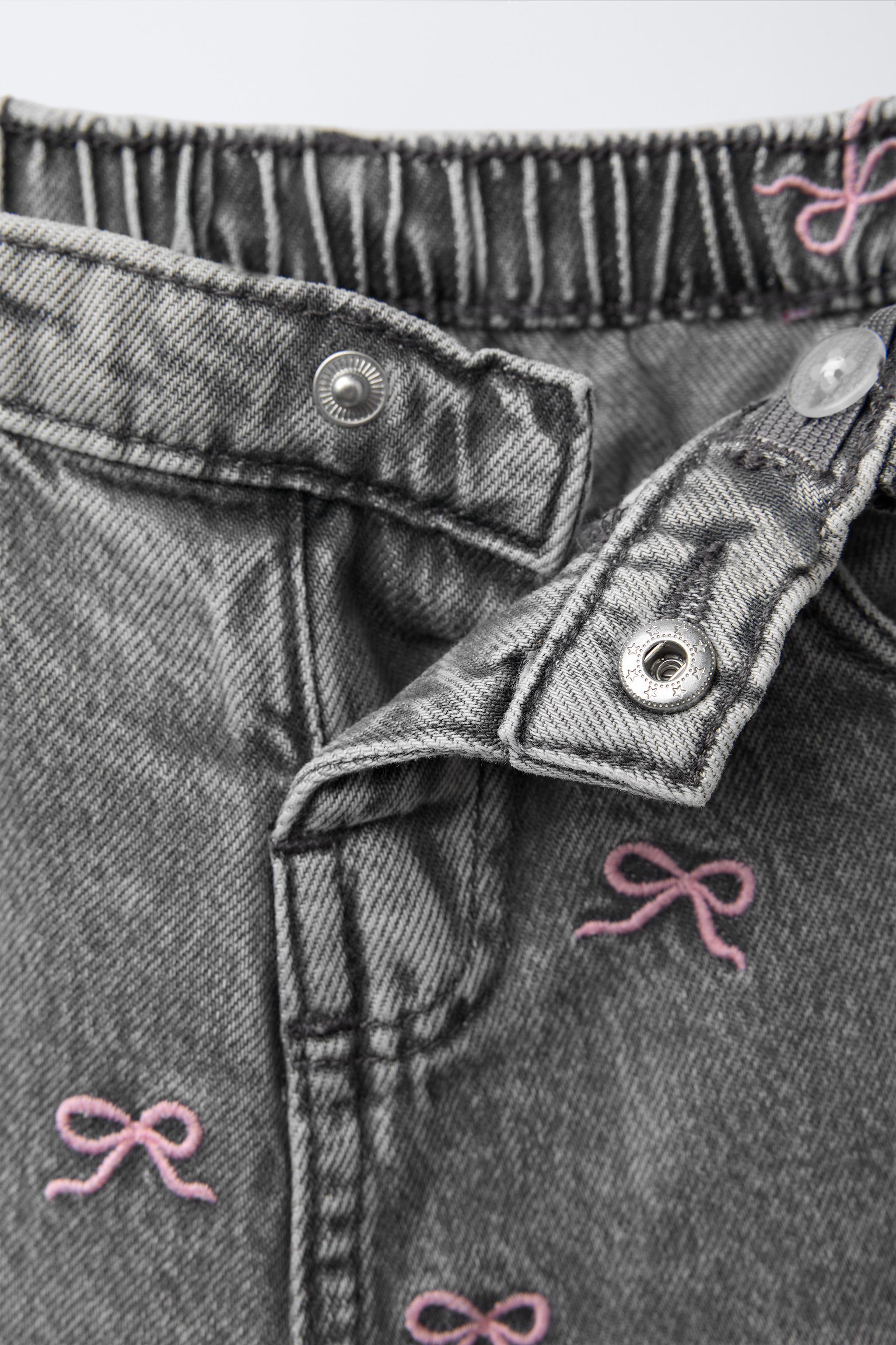 EMBROIDERED BOW CULOTTE JEANS