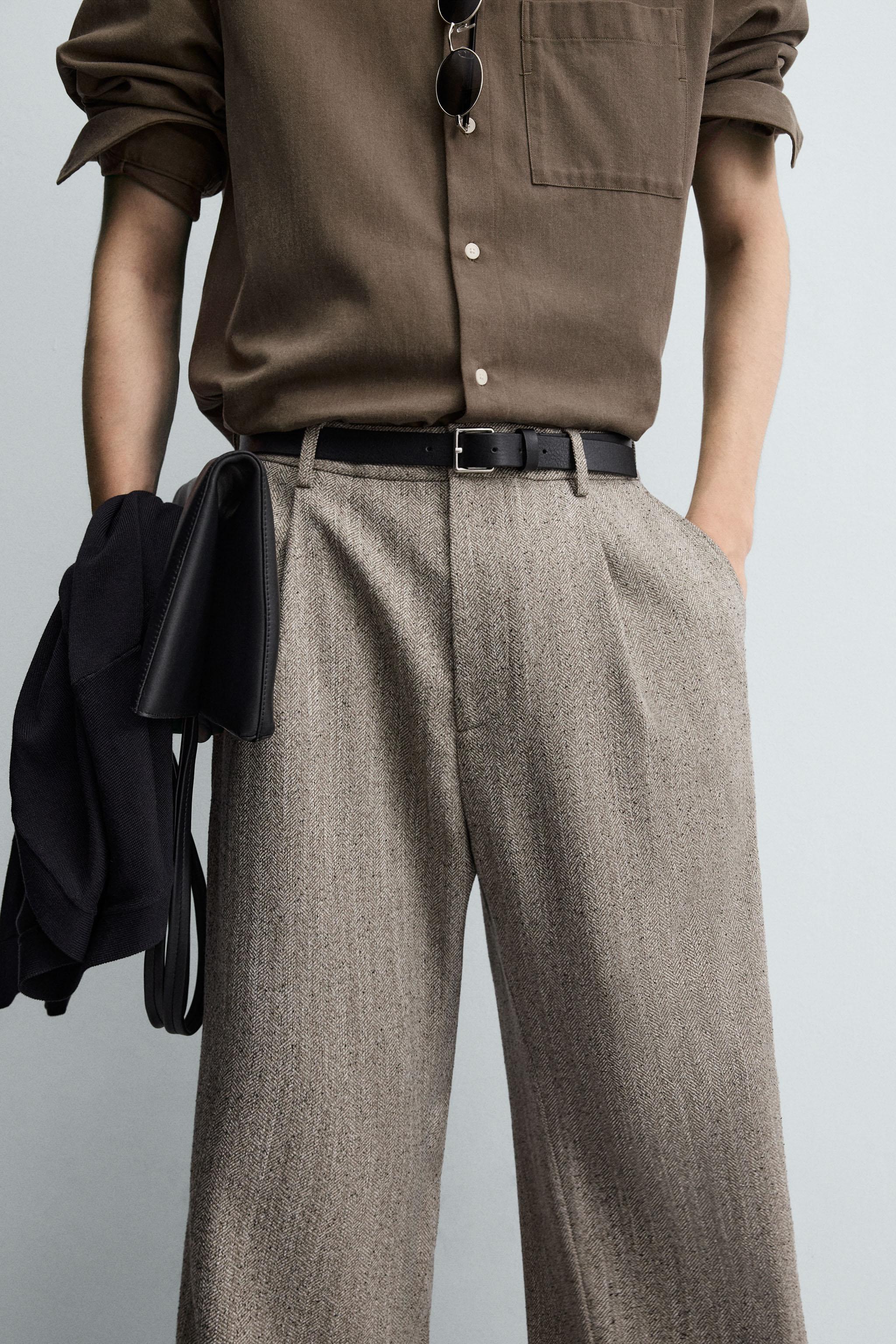 TEXTURED HERRINGBONE PANTS