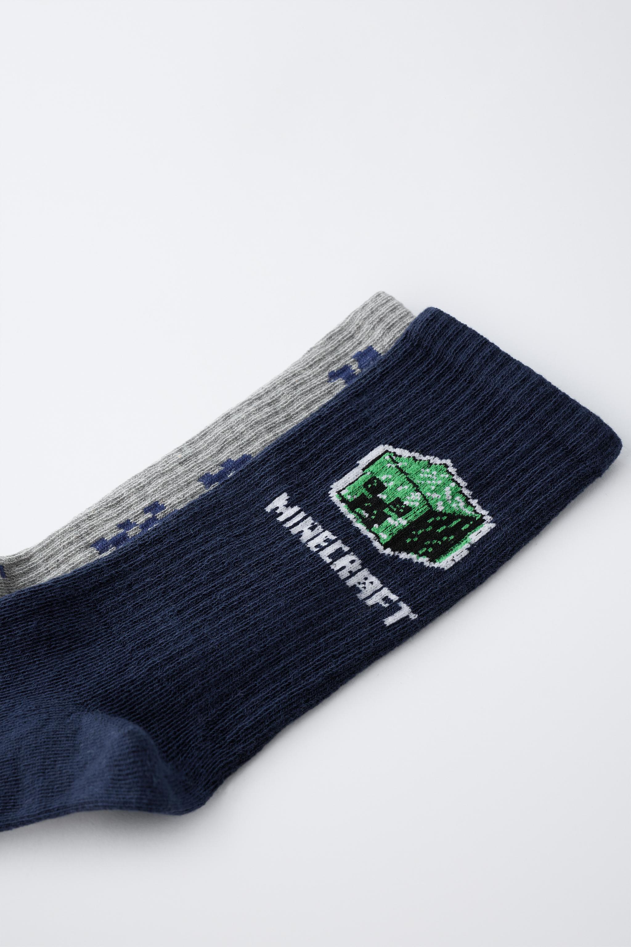 4-14 YEARS/ TWO-PACK OF MINECRAFT © MOJANG AB. ™ LONG SOCKS