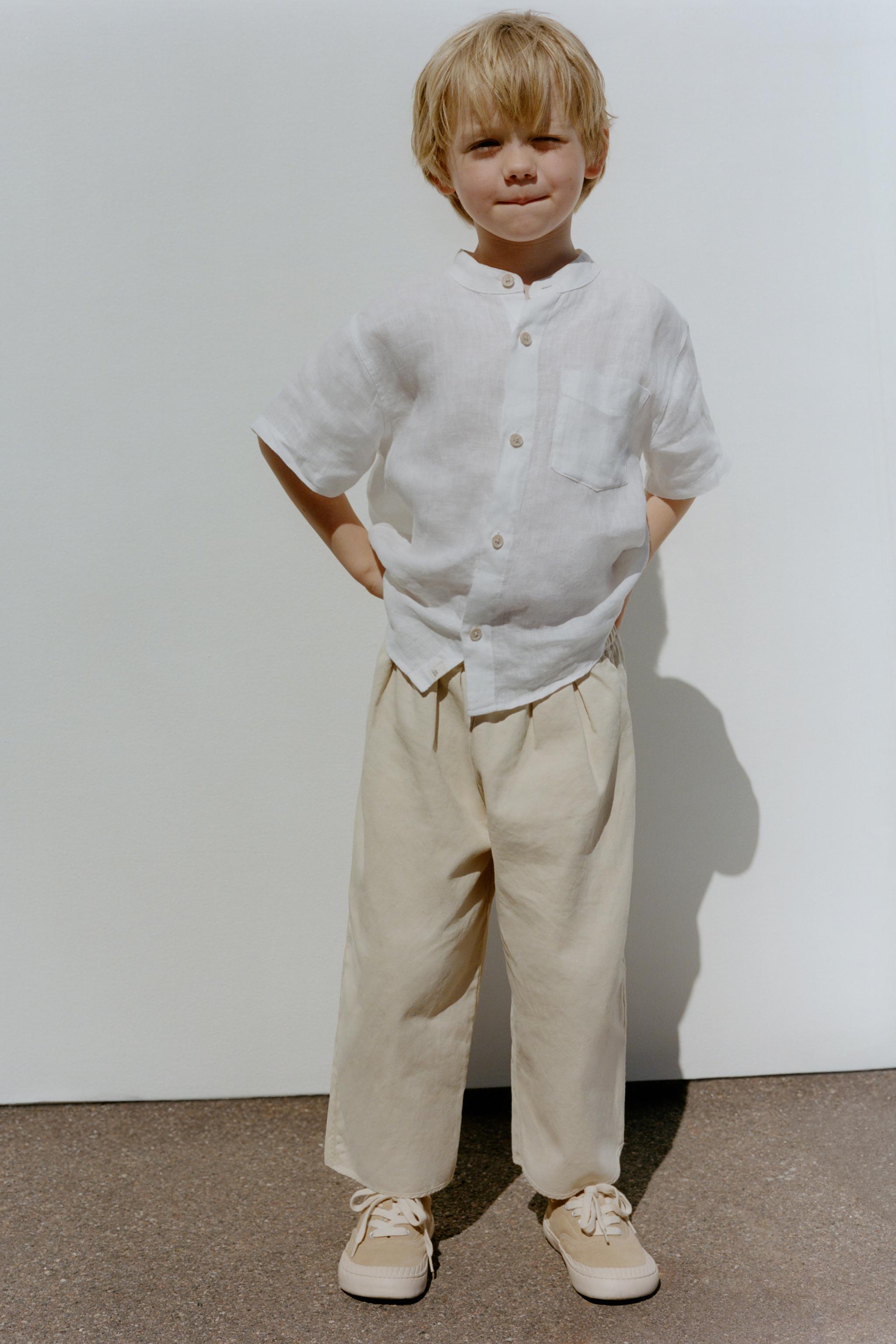 LINEN MANDARIN COLLAR SHIRT