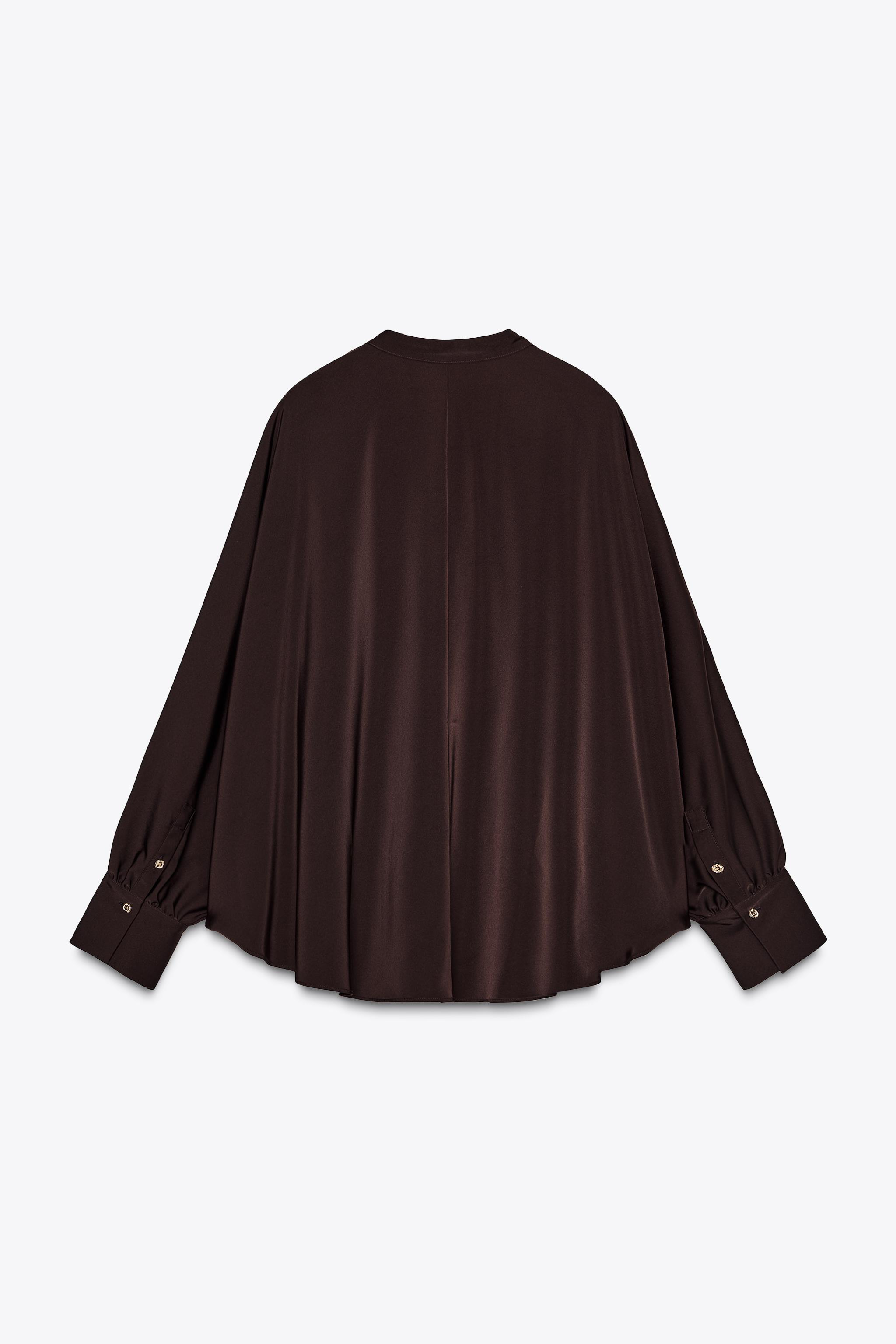 SATIN EFFECT CAPE SLEEVE BLOUSE