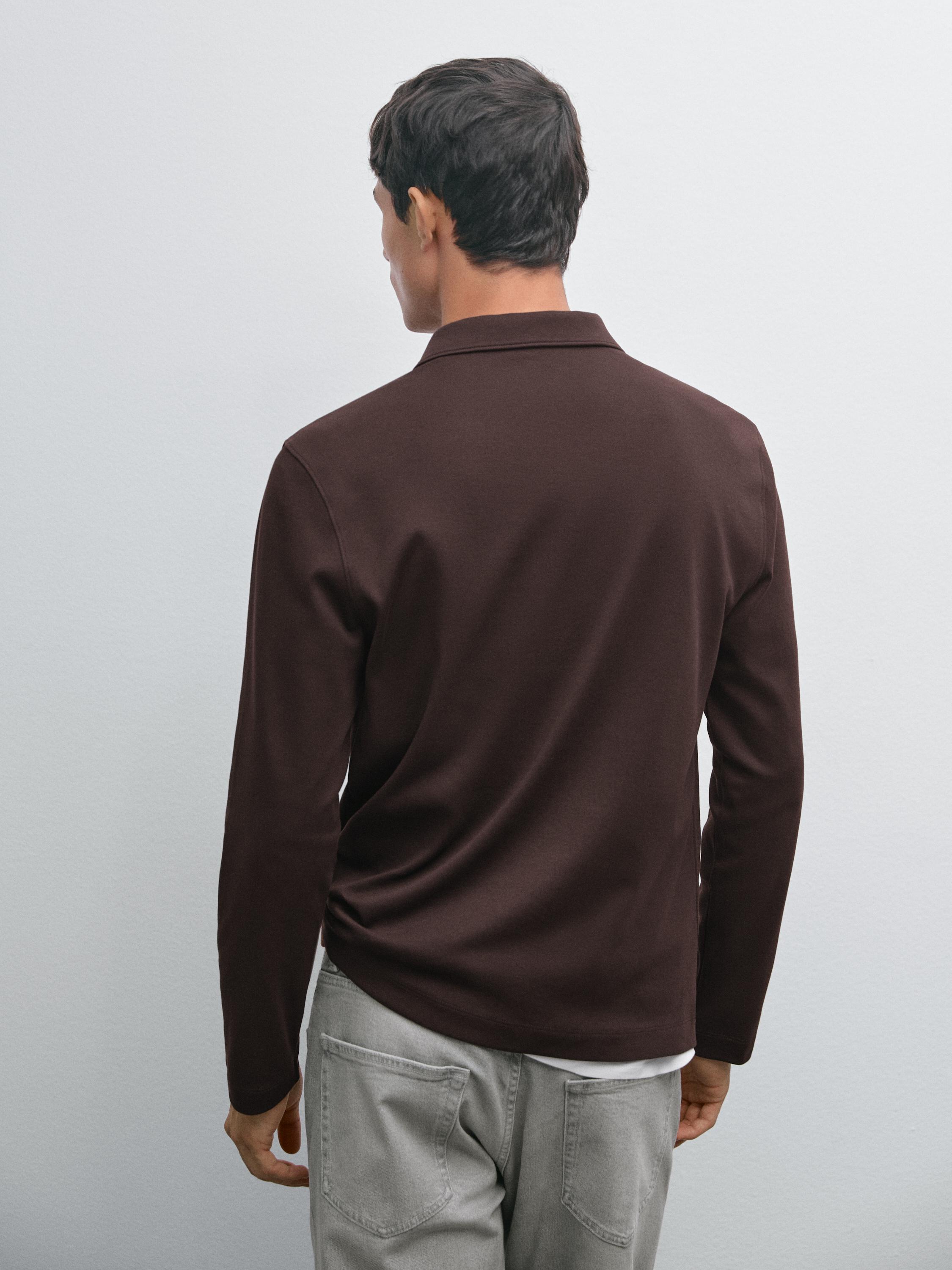 Long sleeve zip-up polo shirt