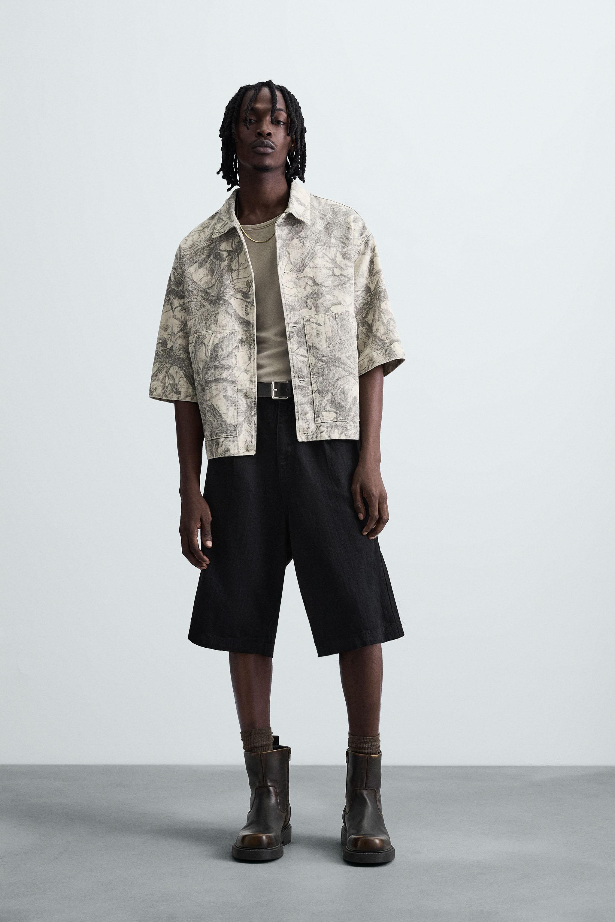 WASHED ABSTRACT PRINT OVERSHIRT