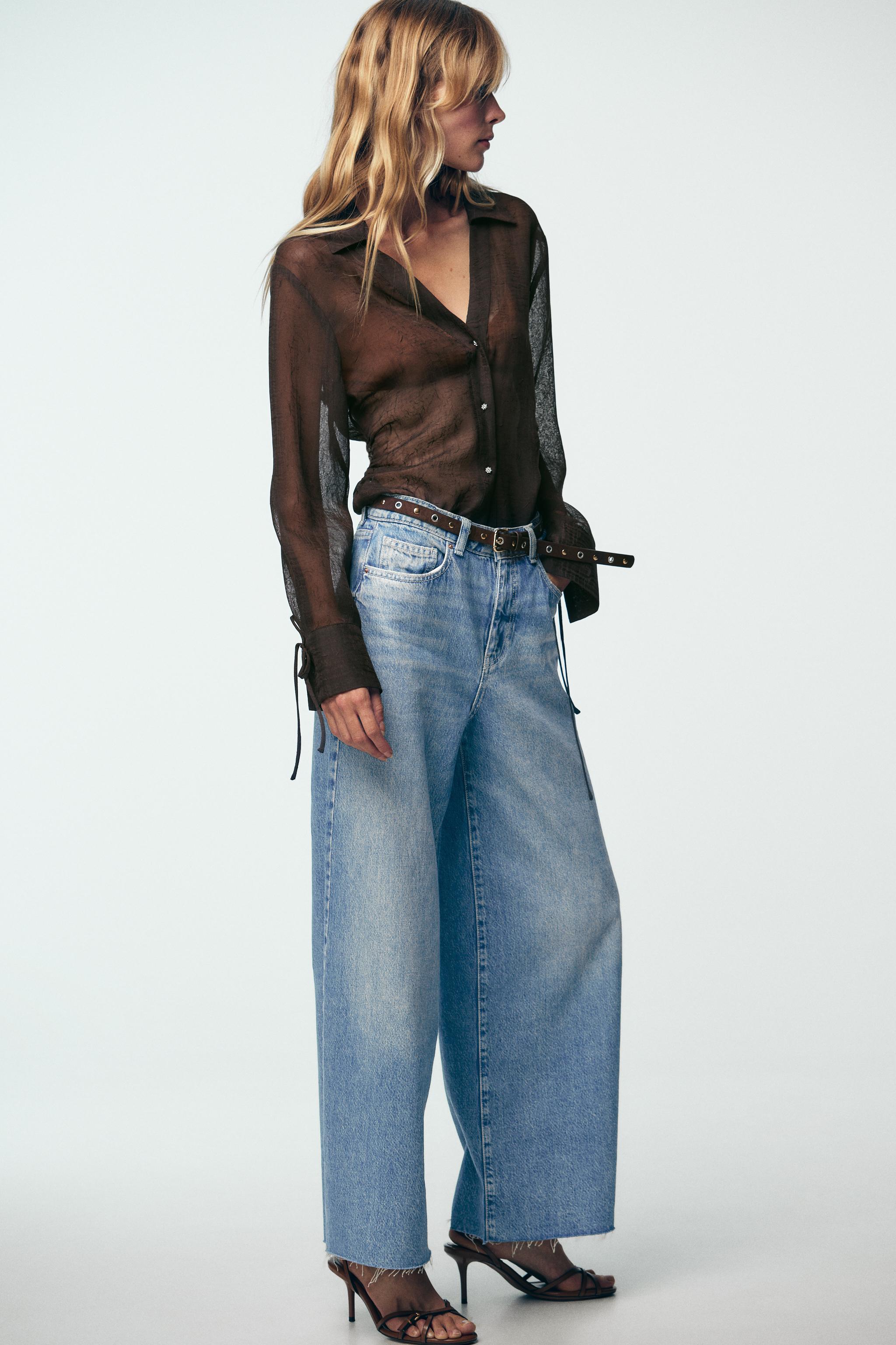 Z1975 WIDE LEG CROPPED HIGH RISE BELTED JEANS