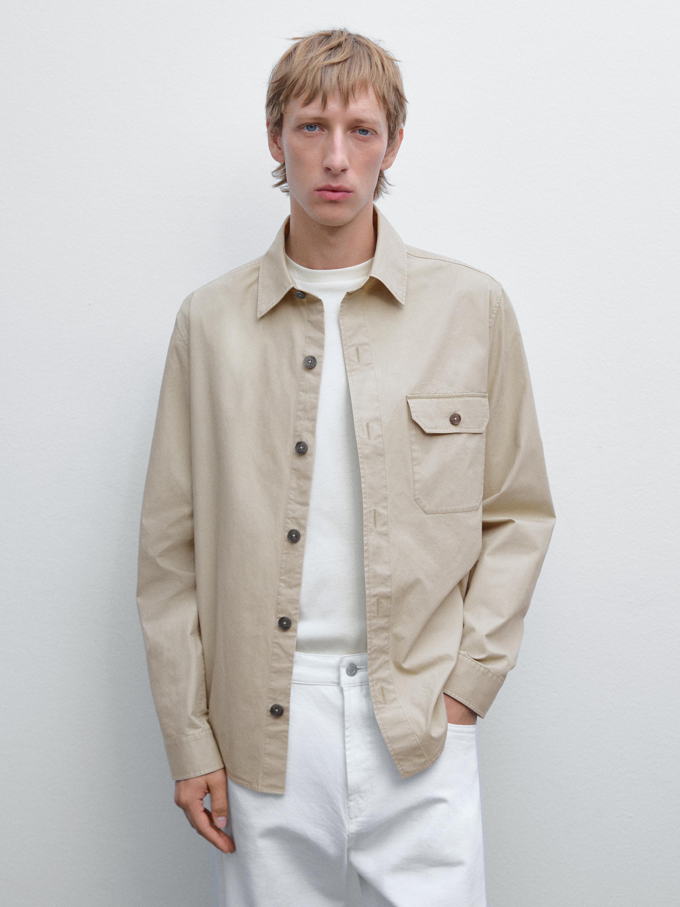 100% cotton overshirt with pocket