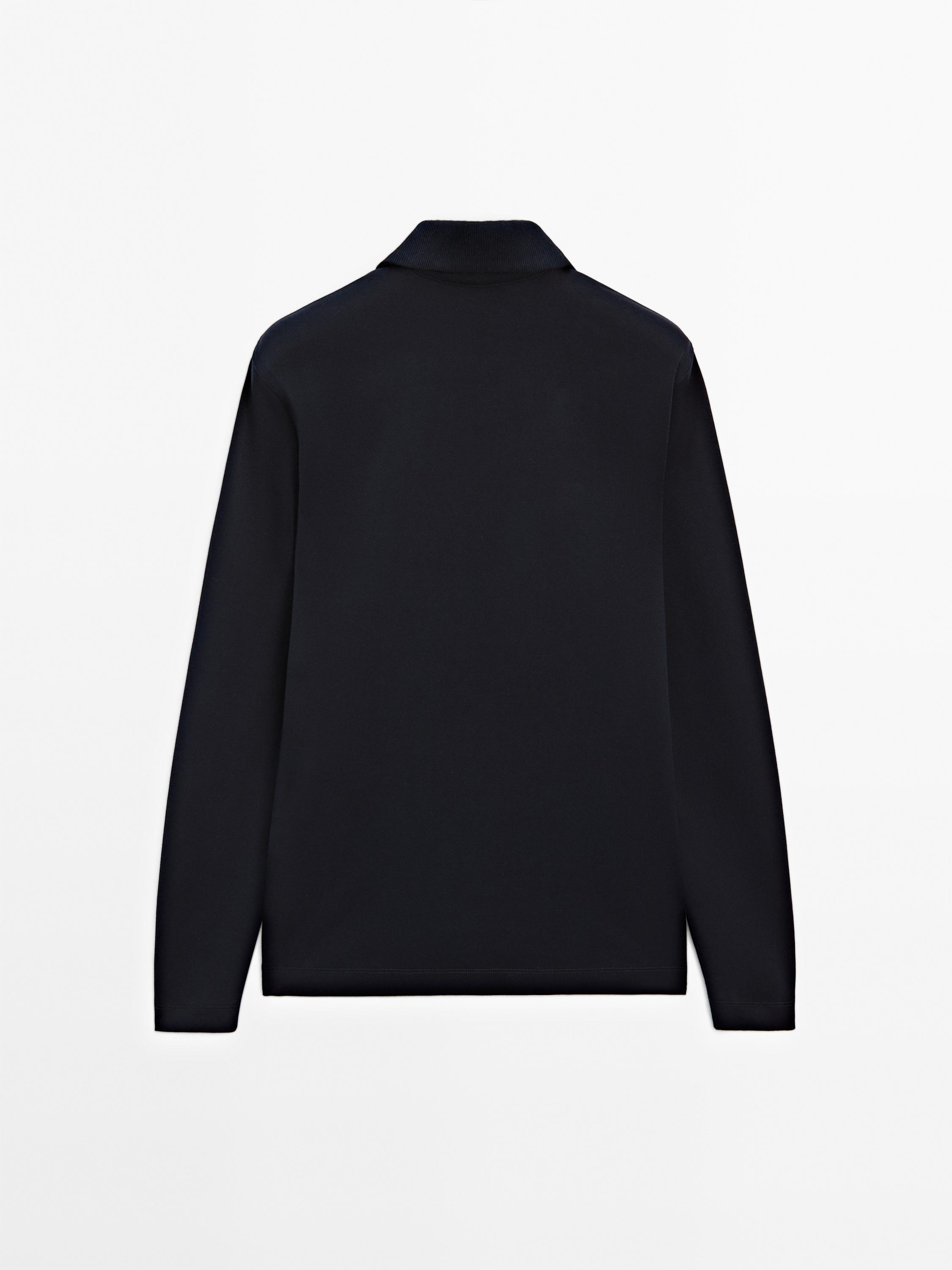 Mock neck quarter zip polo shirt