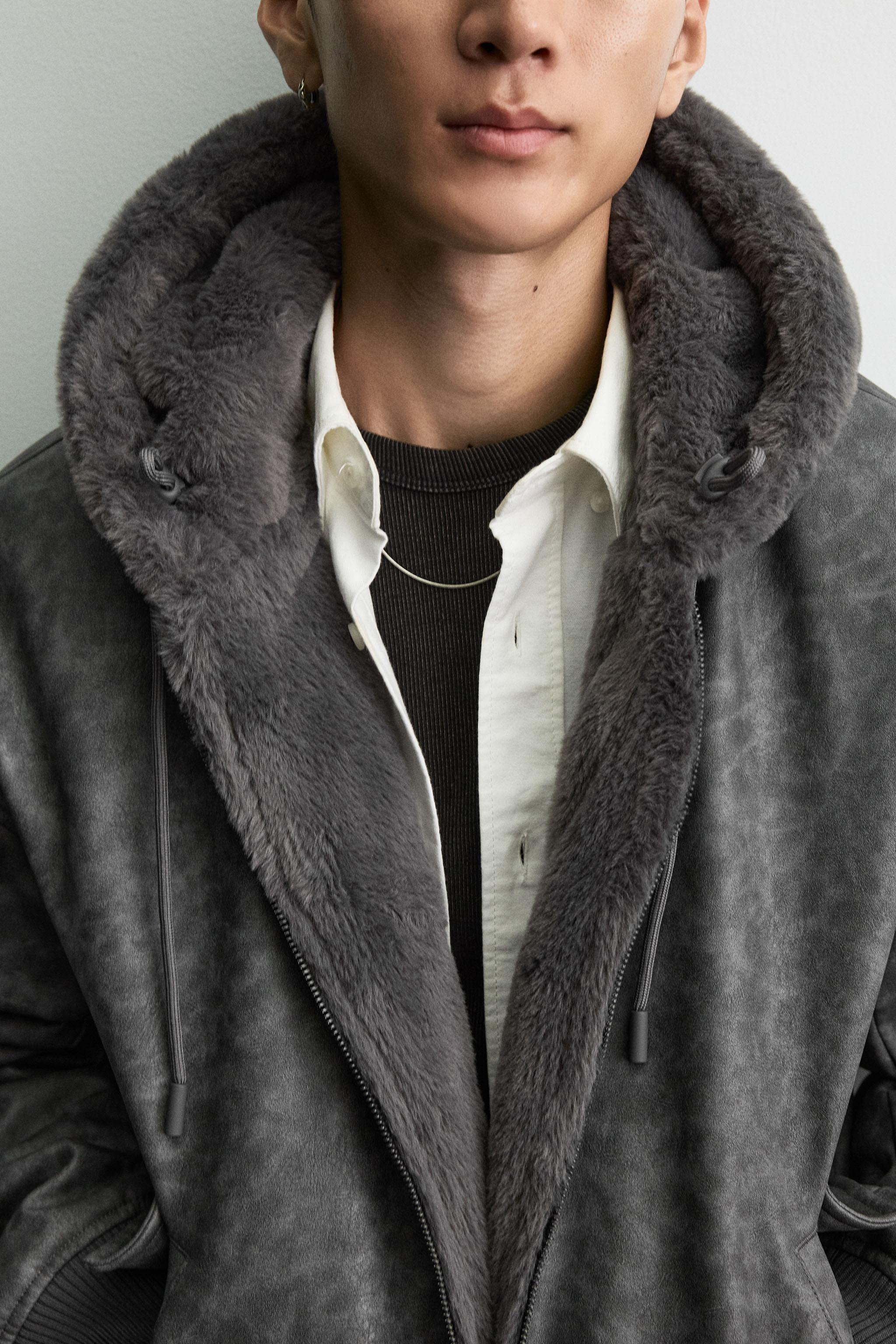 FAUX LEATHER REVERSIBLE BOMBER JACKET