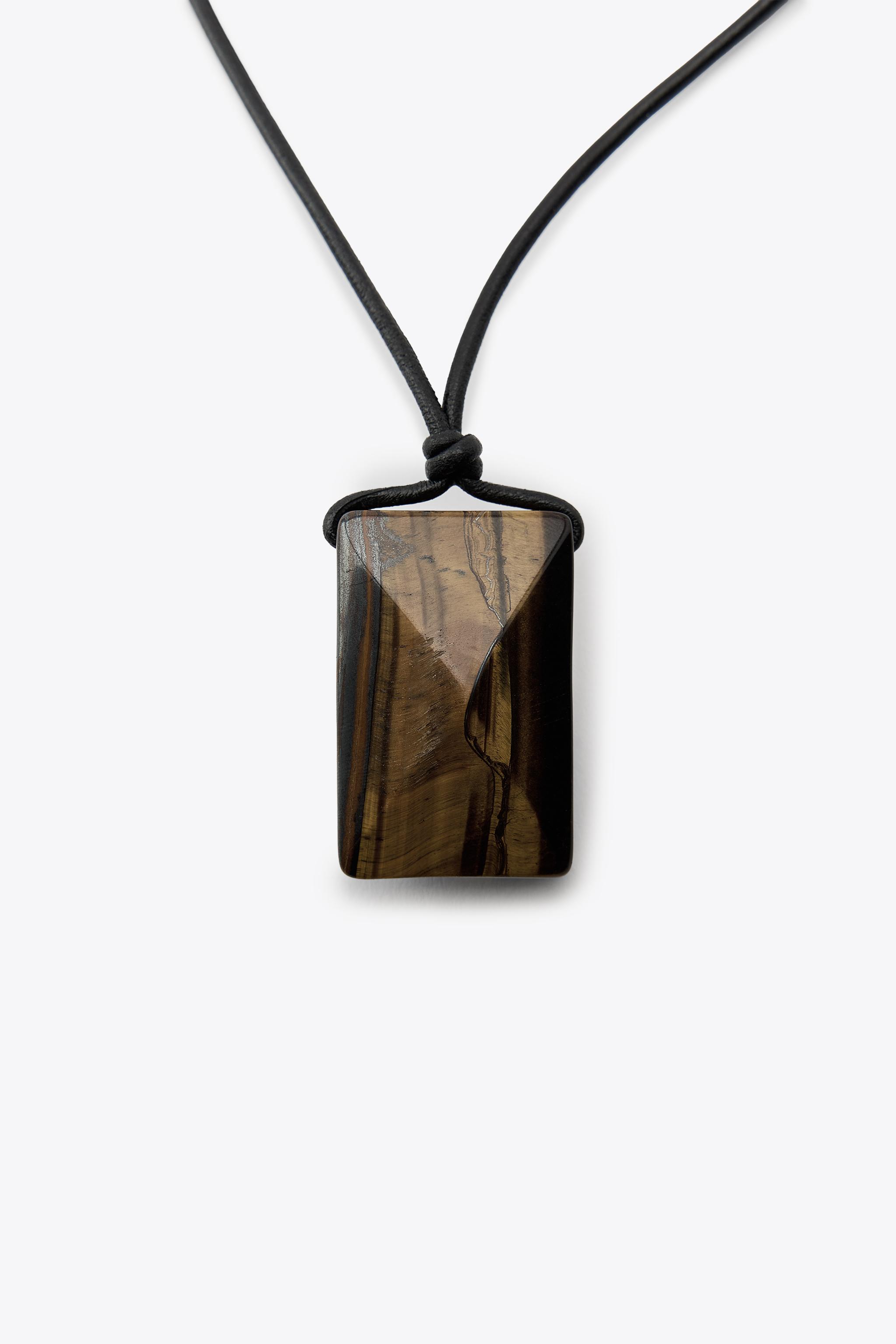 LEATHER CORD STONE NECKLACE