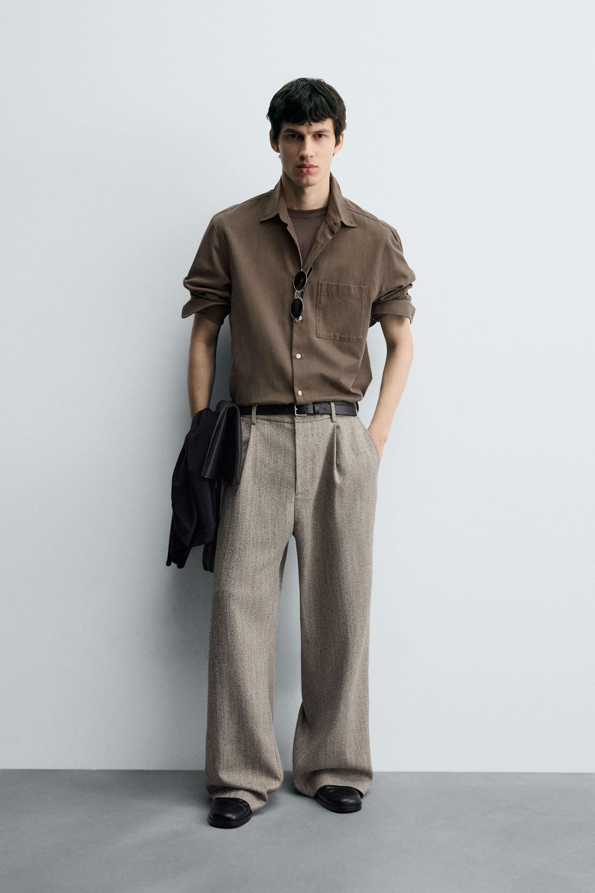 TEXTURED HERRINGBONE PANTS