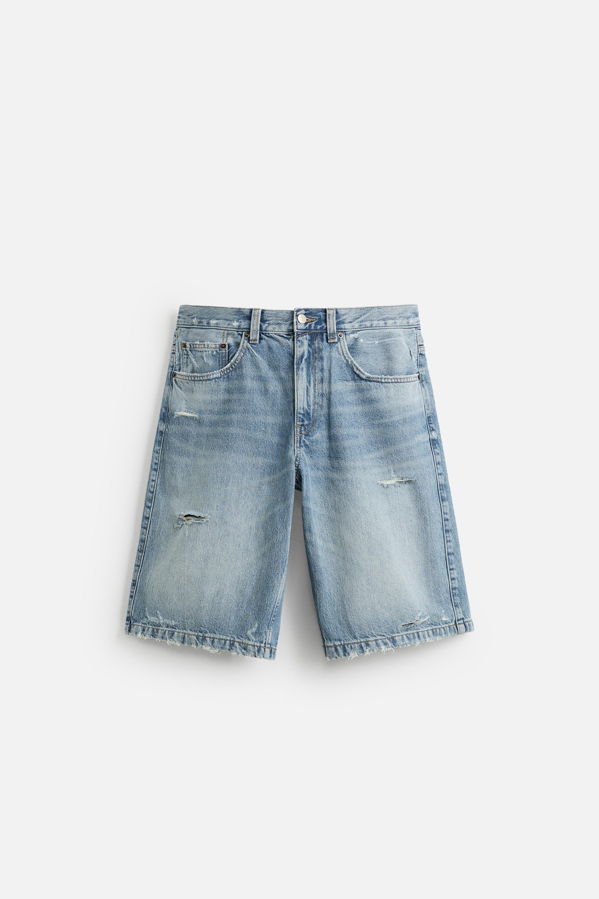 RIPPED BAGGY FIT DENIM SHORTS