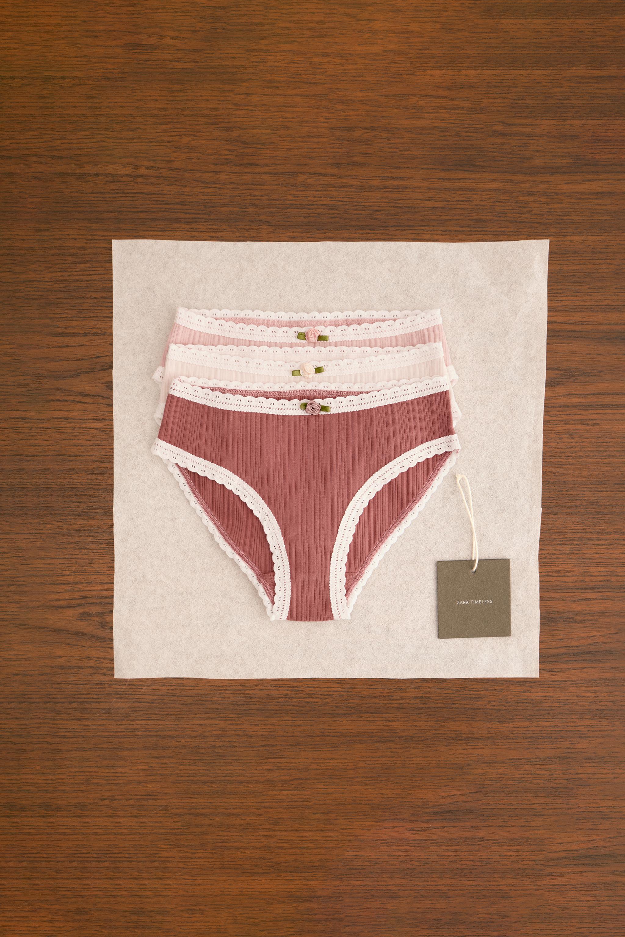 ZARA TIMELESS - THREE-PACK OF POINTELLE FLOWER UNDERWEAR