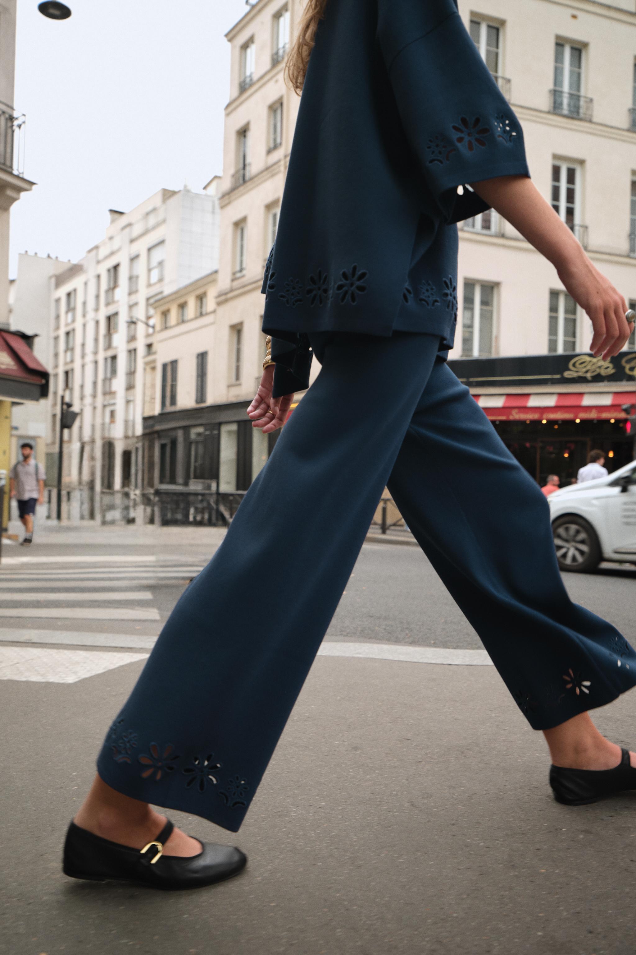 KNIT PANTS WITH OPENWORK EMBROIDERY