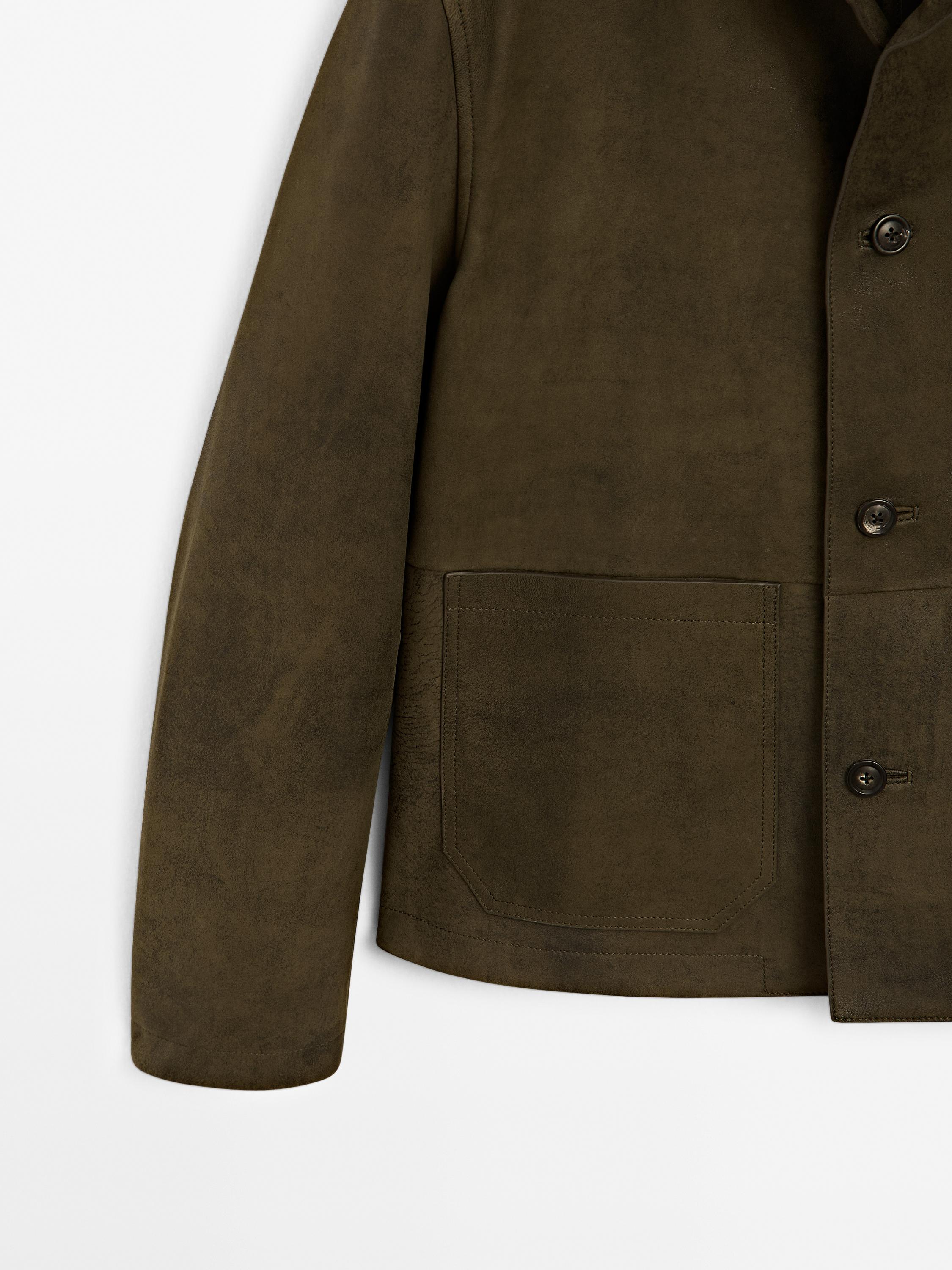 Distressed effect 100% sheepskin leather jacket