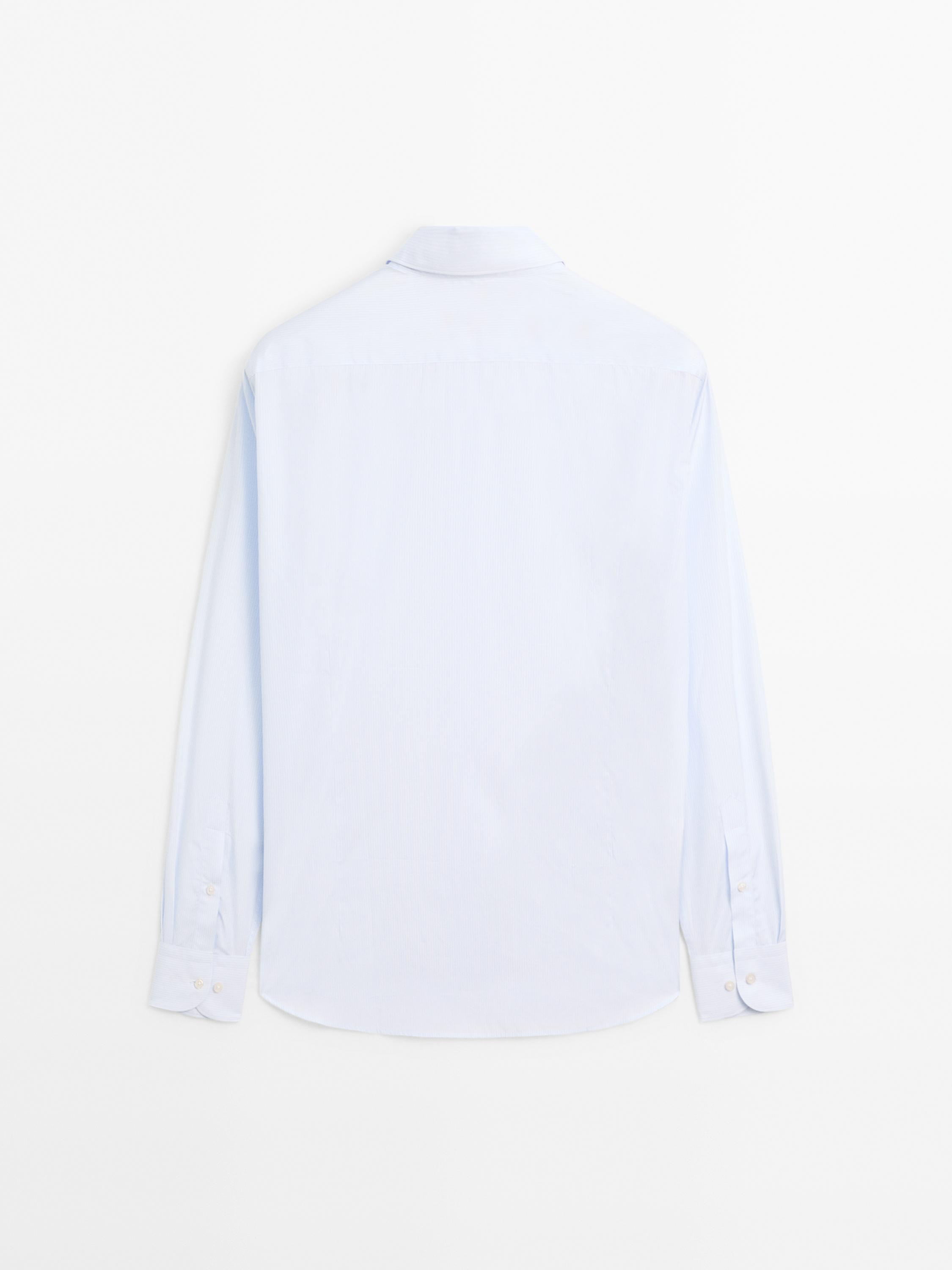 Slim fit striped 100% cotton shirt