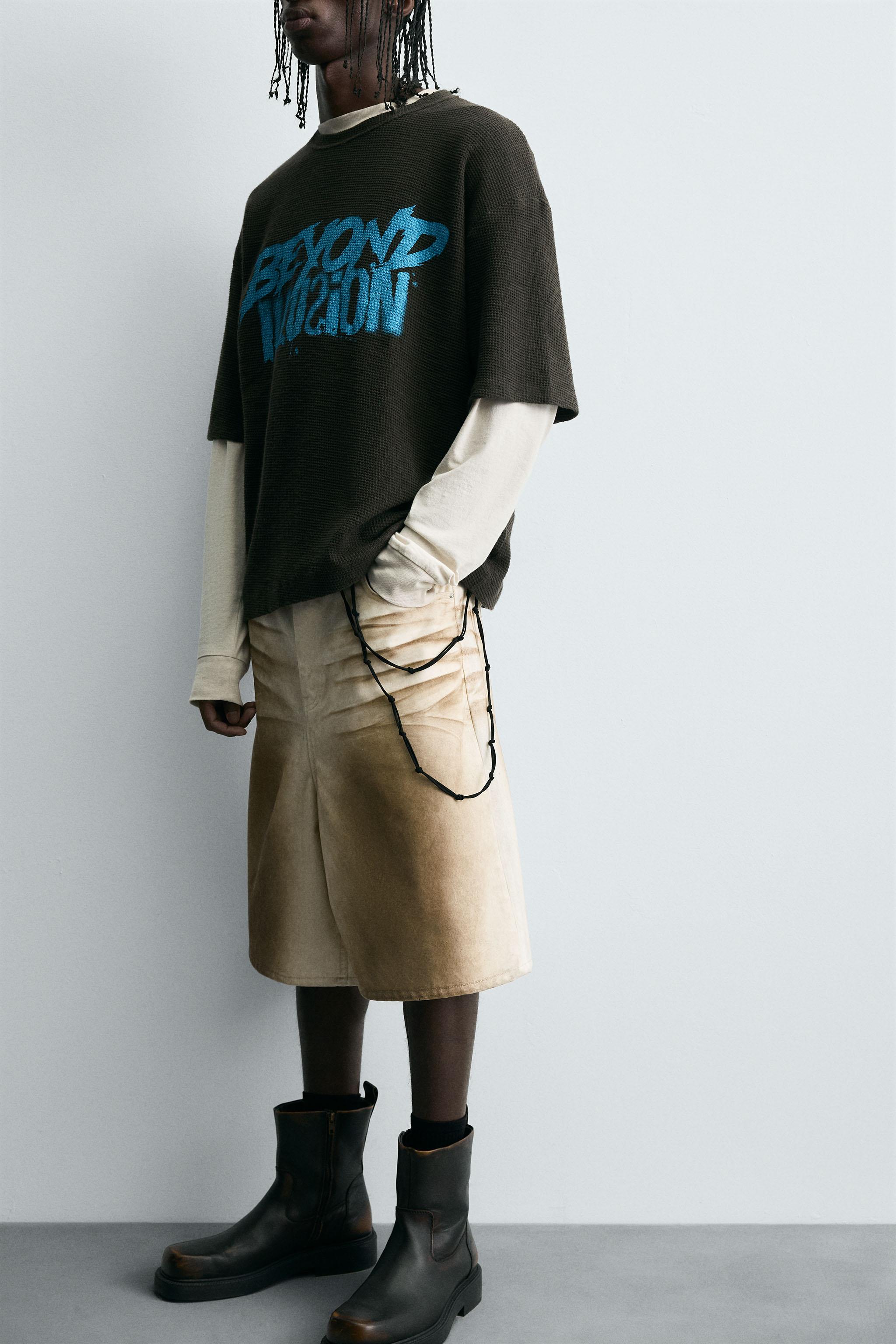 CONTRAST PRINT KNIT T-SHIRT