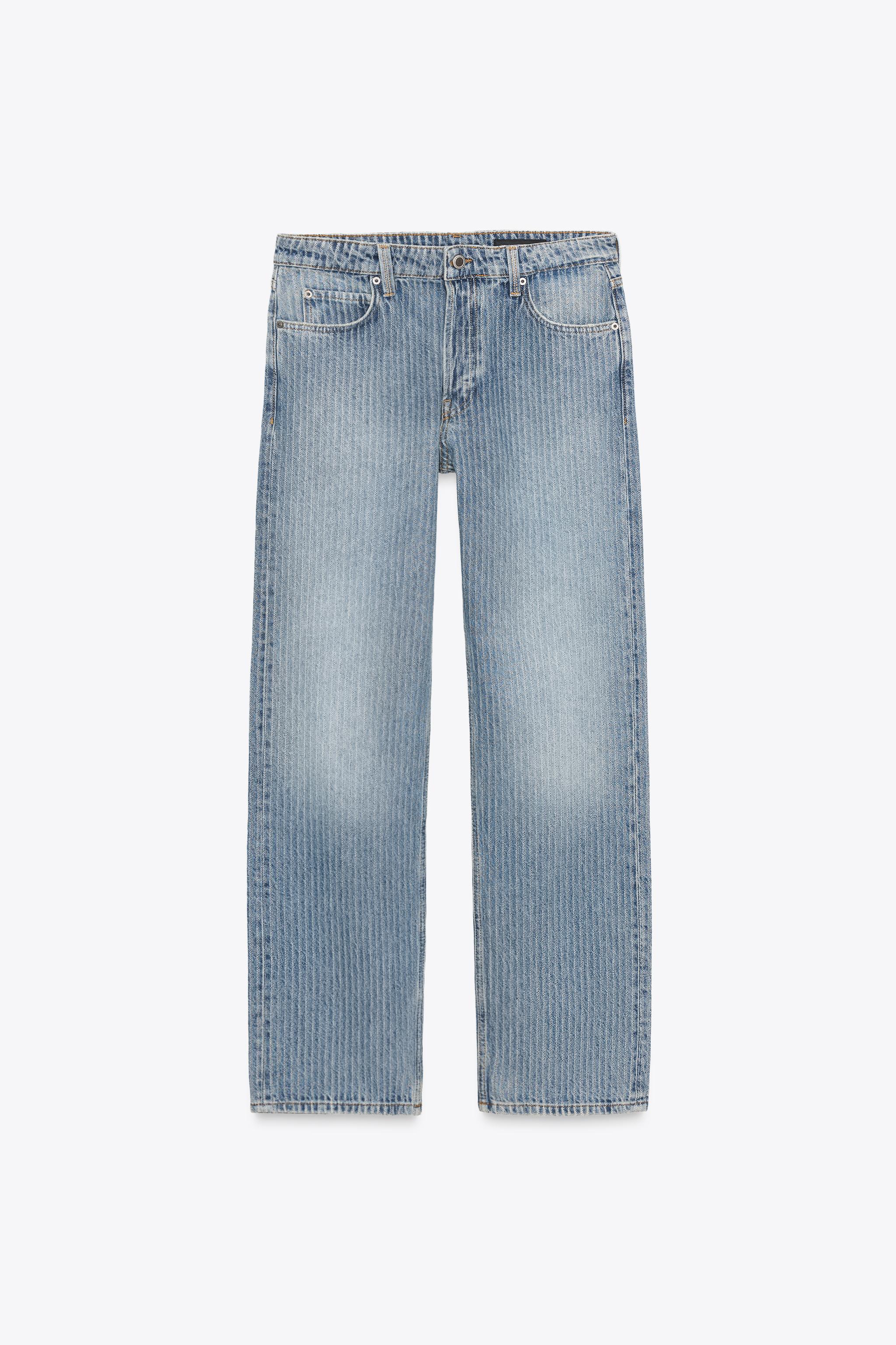 ZW COLLECTION MID-RISE STRAIGHT LEG STRIPE JEANS