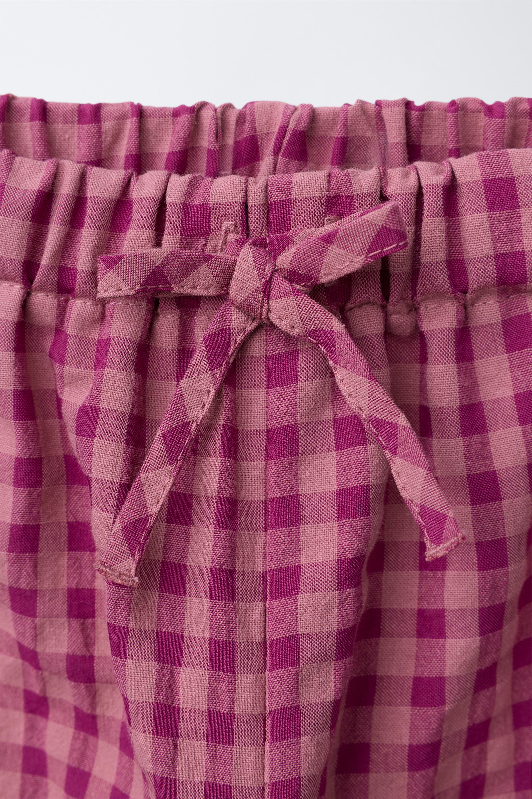 GINGHAM STRAIGHT-LEG PANTS