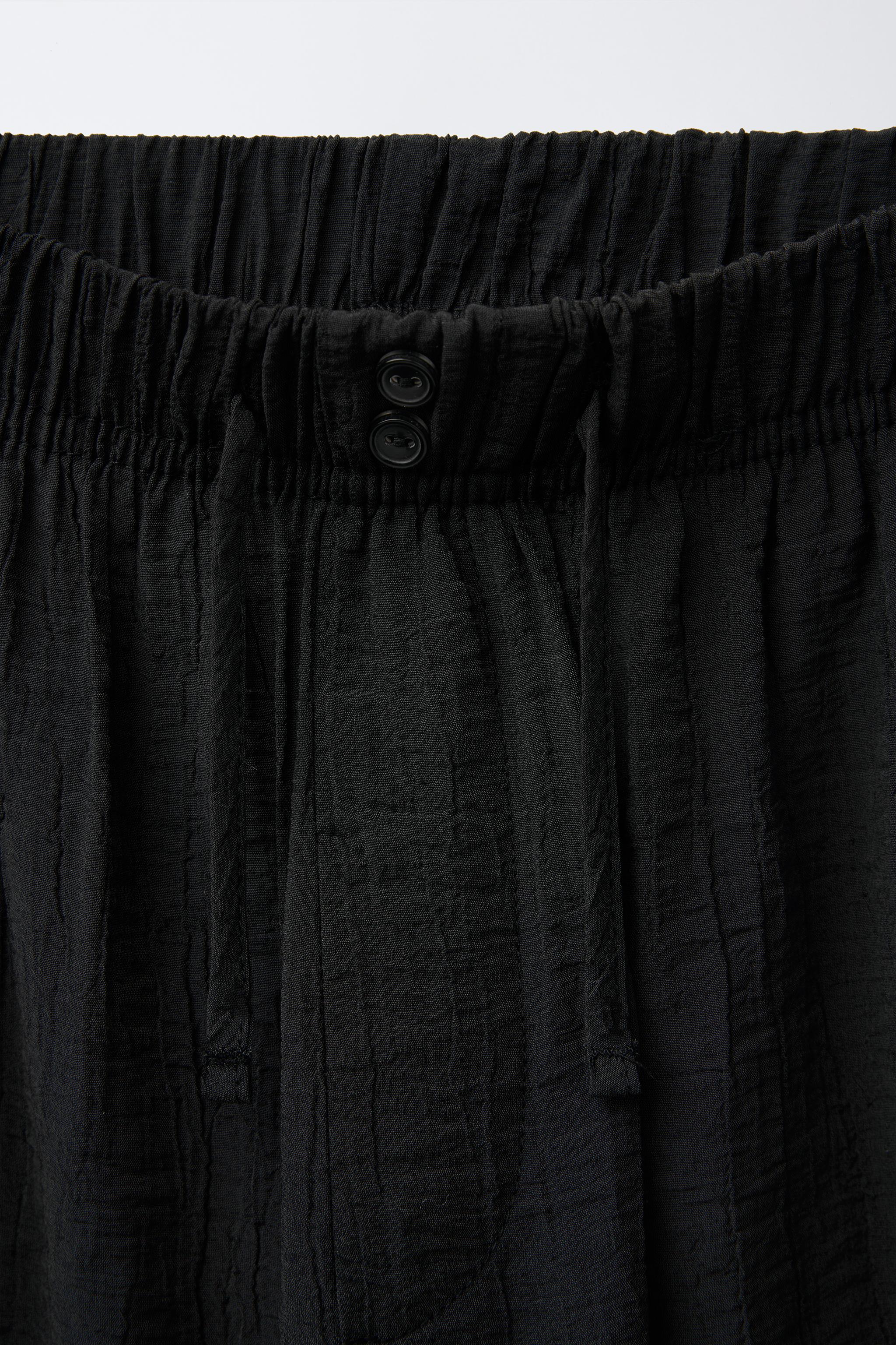 WRINKLED EFFECT WIDE LEG PANTS