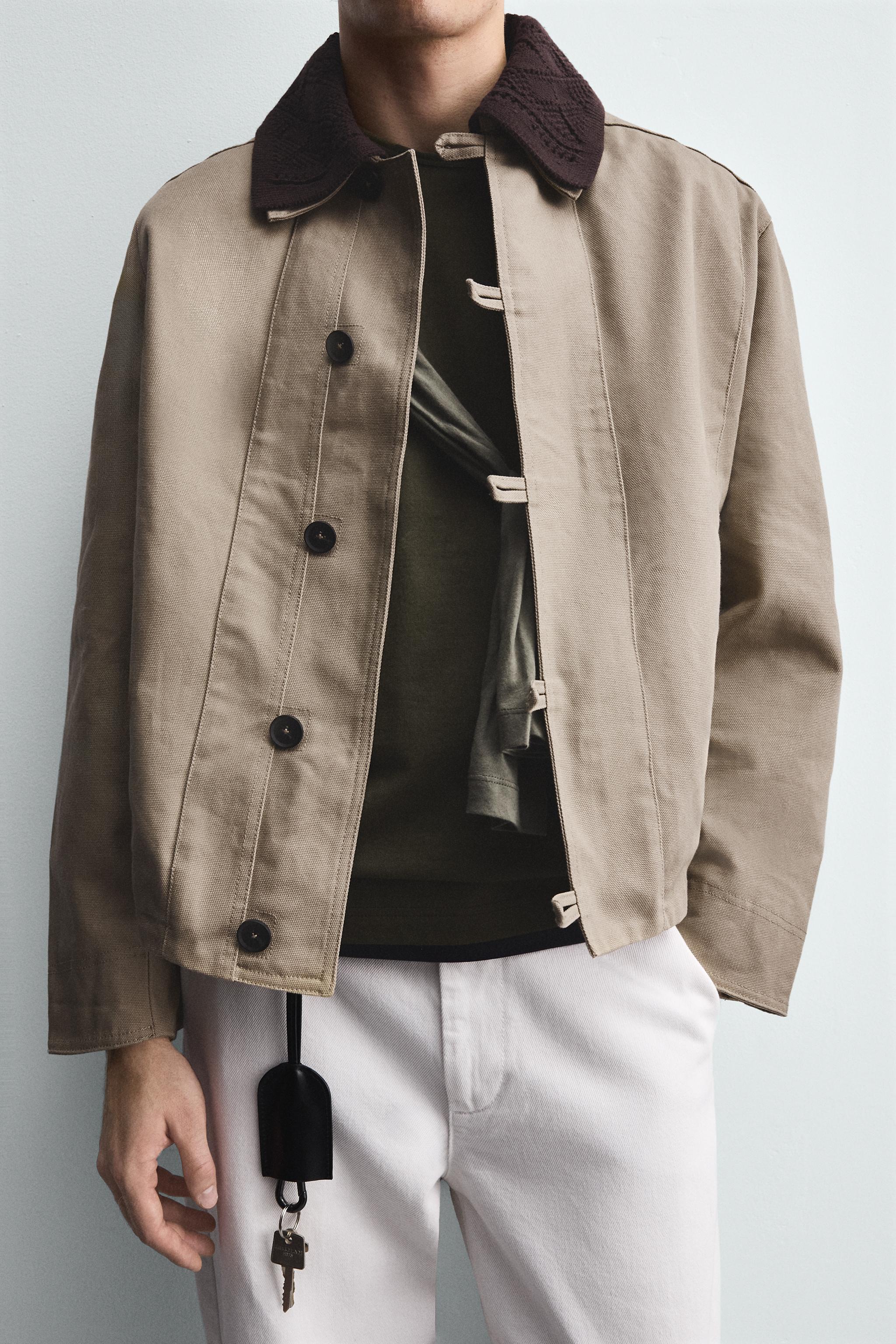 CONTRAST CROCHET COLLAR JACKET