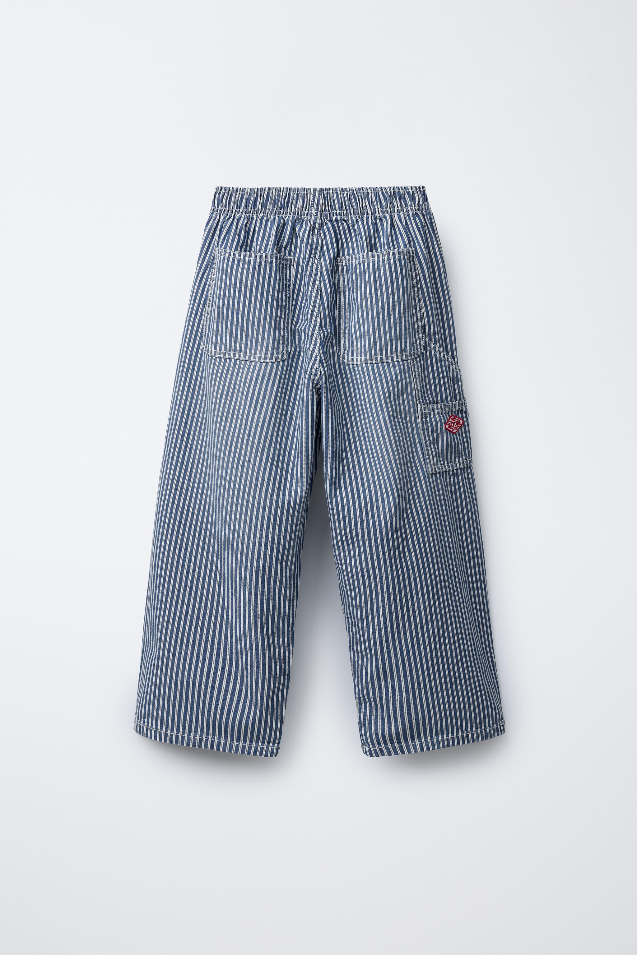 STRIPED BALLOON DENIM PANTS