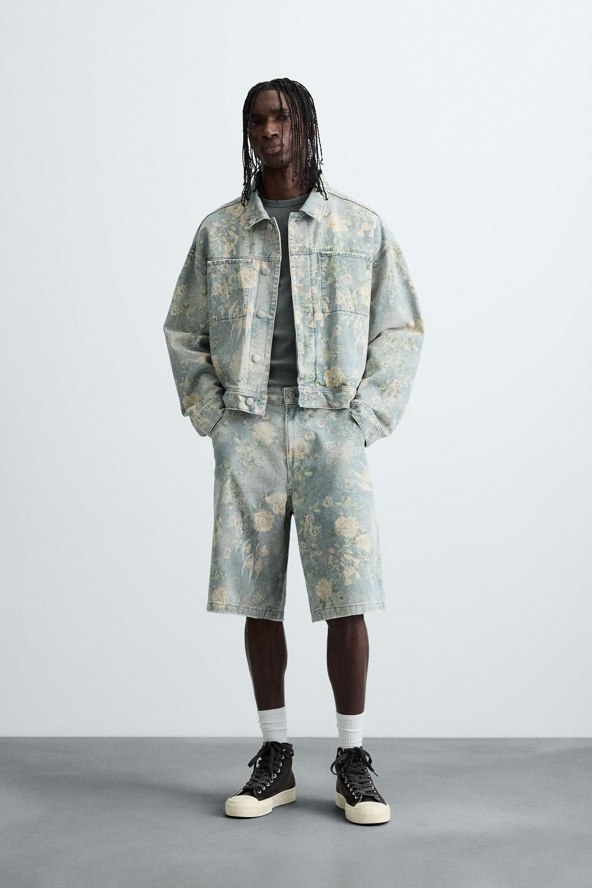 FLORAL PRINT DENIM JACKET