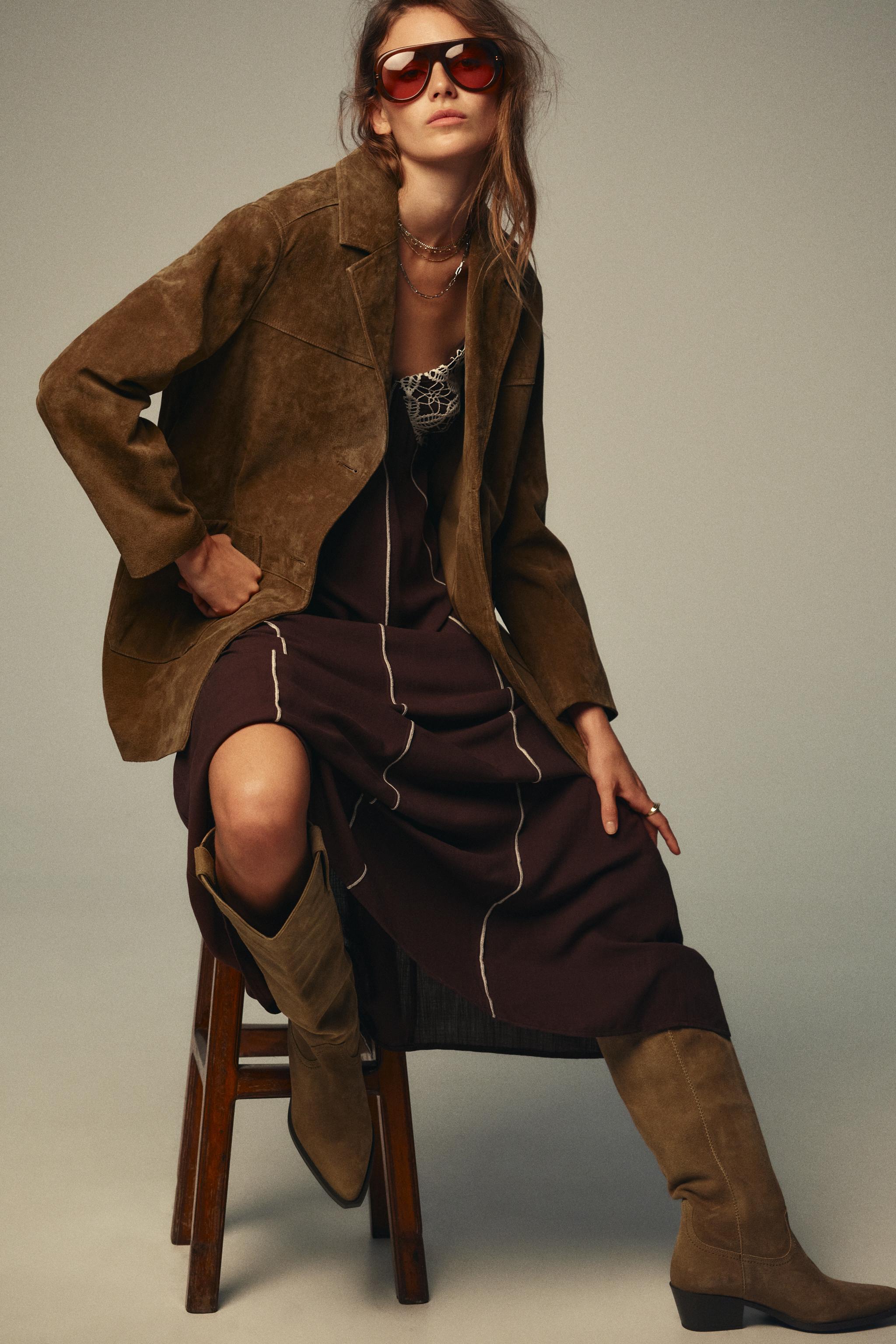 SPLIT LEATHER HIGH-HEELED BOOTS