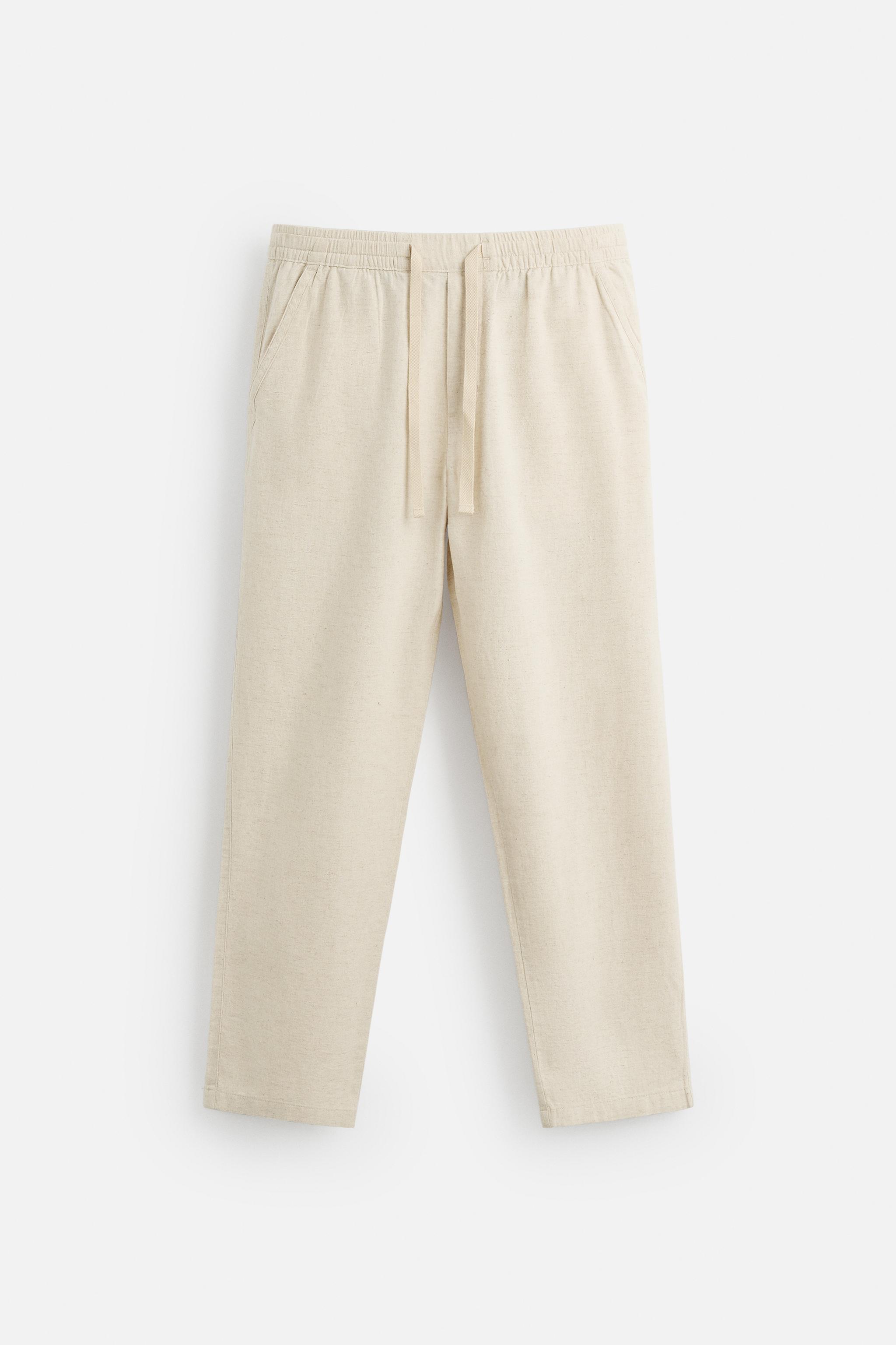 RELAXED FIT COTTON LINEN PANTS