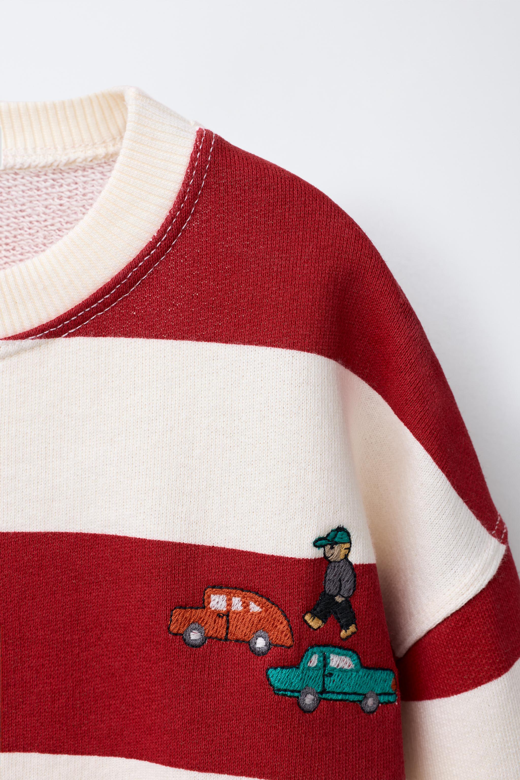 STRIPED EMBROIDERED SWEATSHIRT