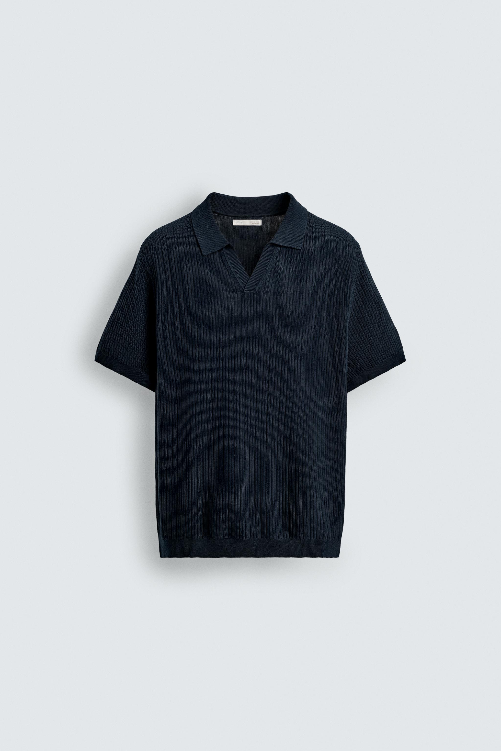 RIBBED KNIT POLO SHIRT