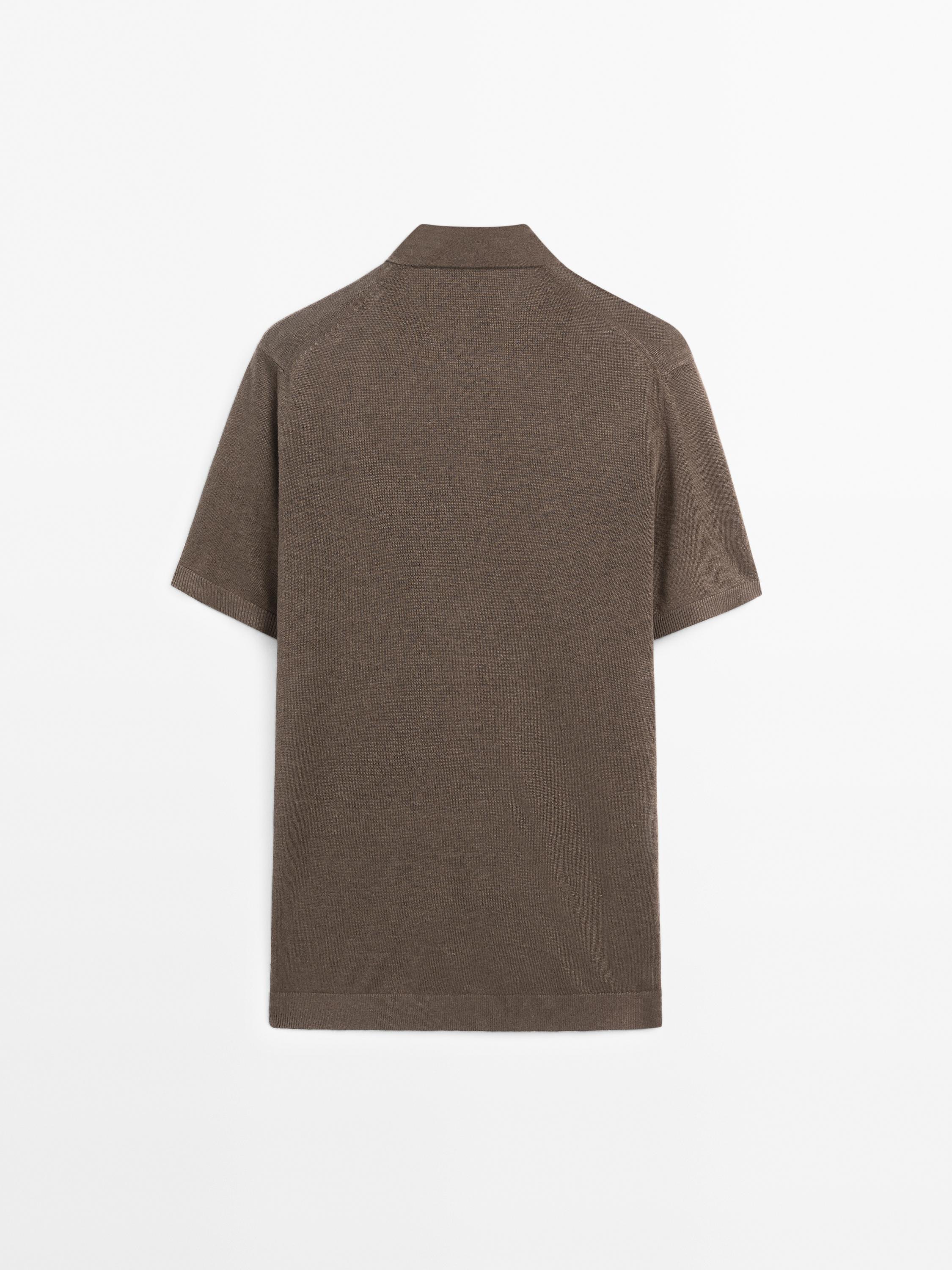 100% linen knit polo shirt