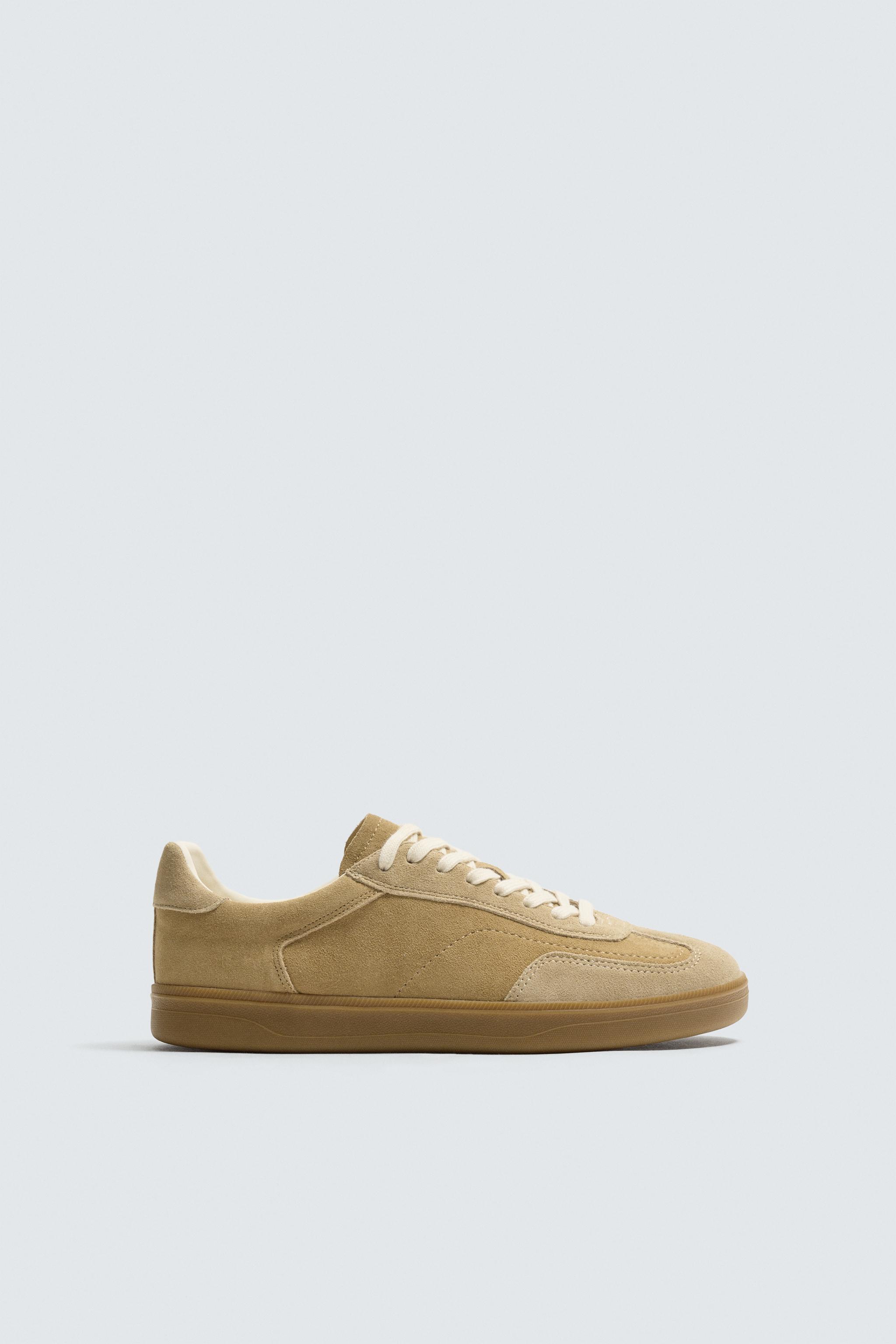 CONTRAST SOLE LEATHER SNEAKERS