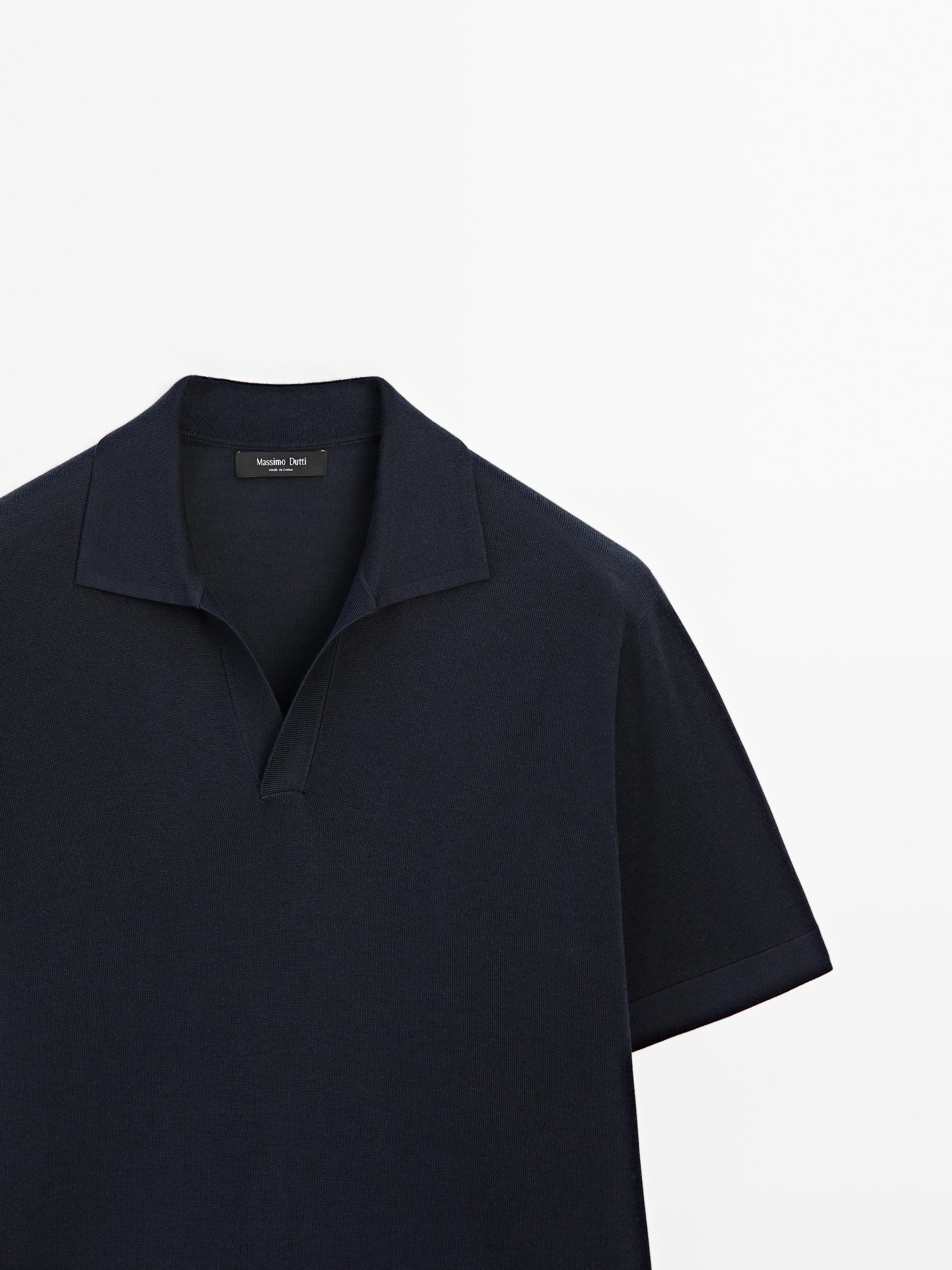 Knit V-neck polo shirt