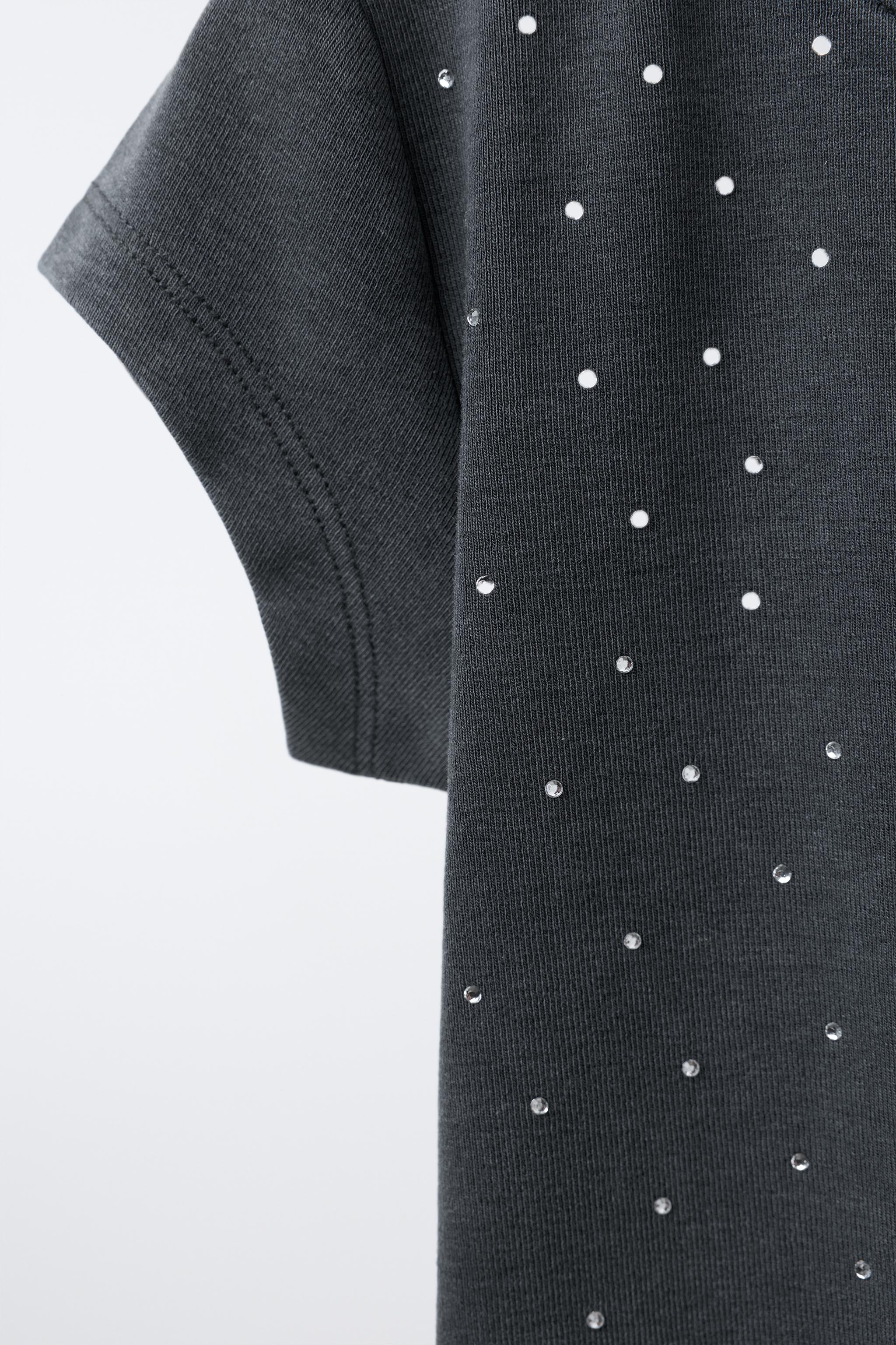 RHINESTONE WASHED EFFECT T-SHIRT