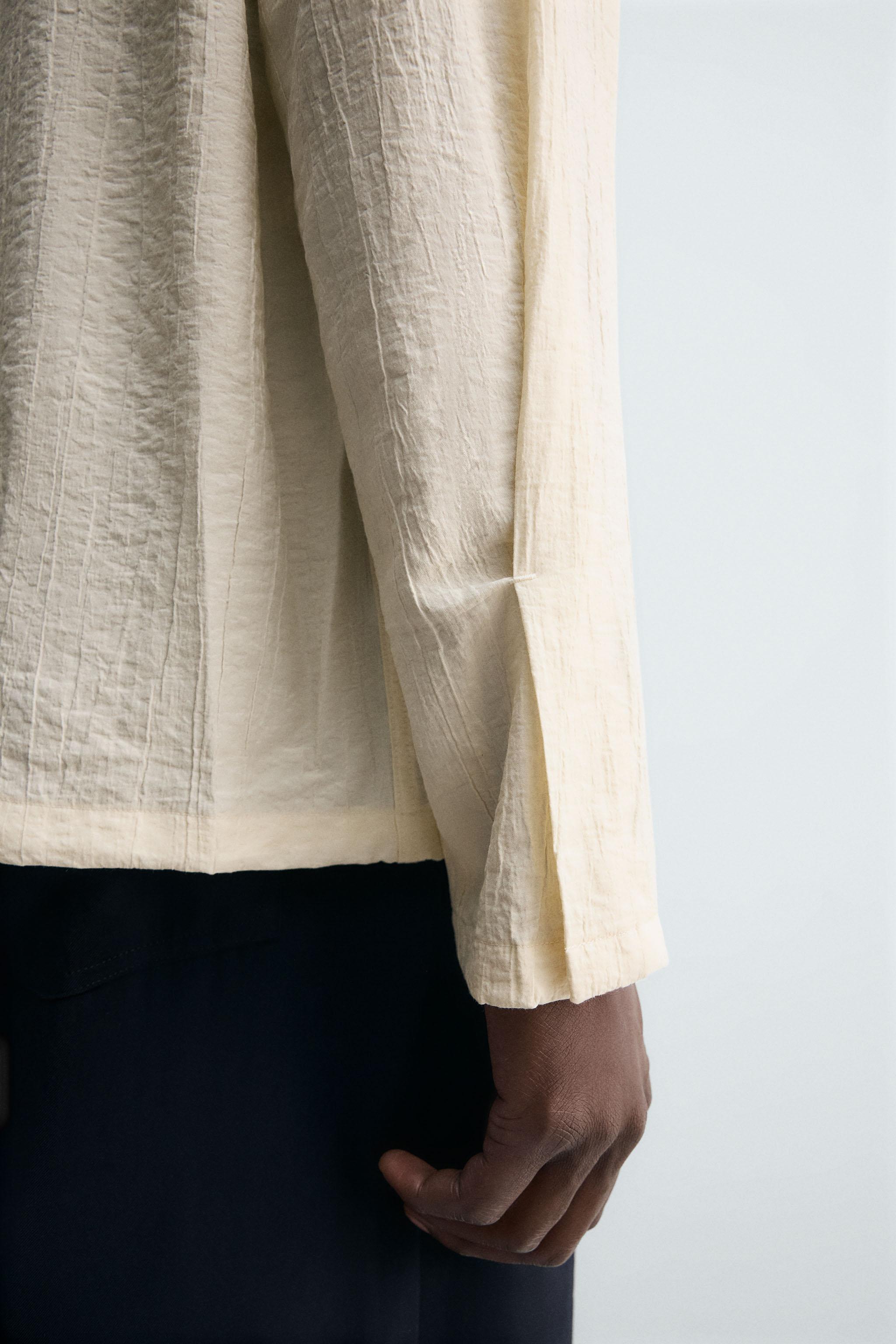 WRINKLED EFFECT FLOWY SHIRT