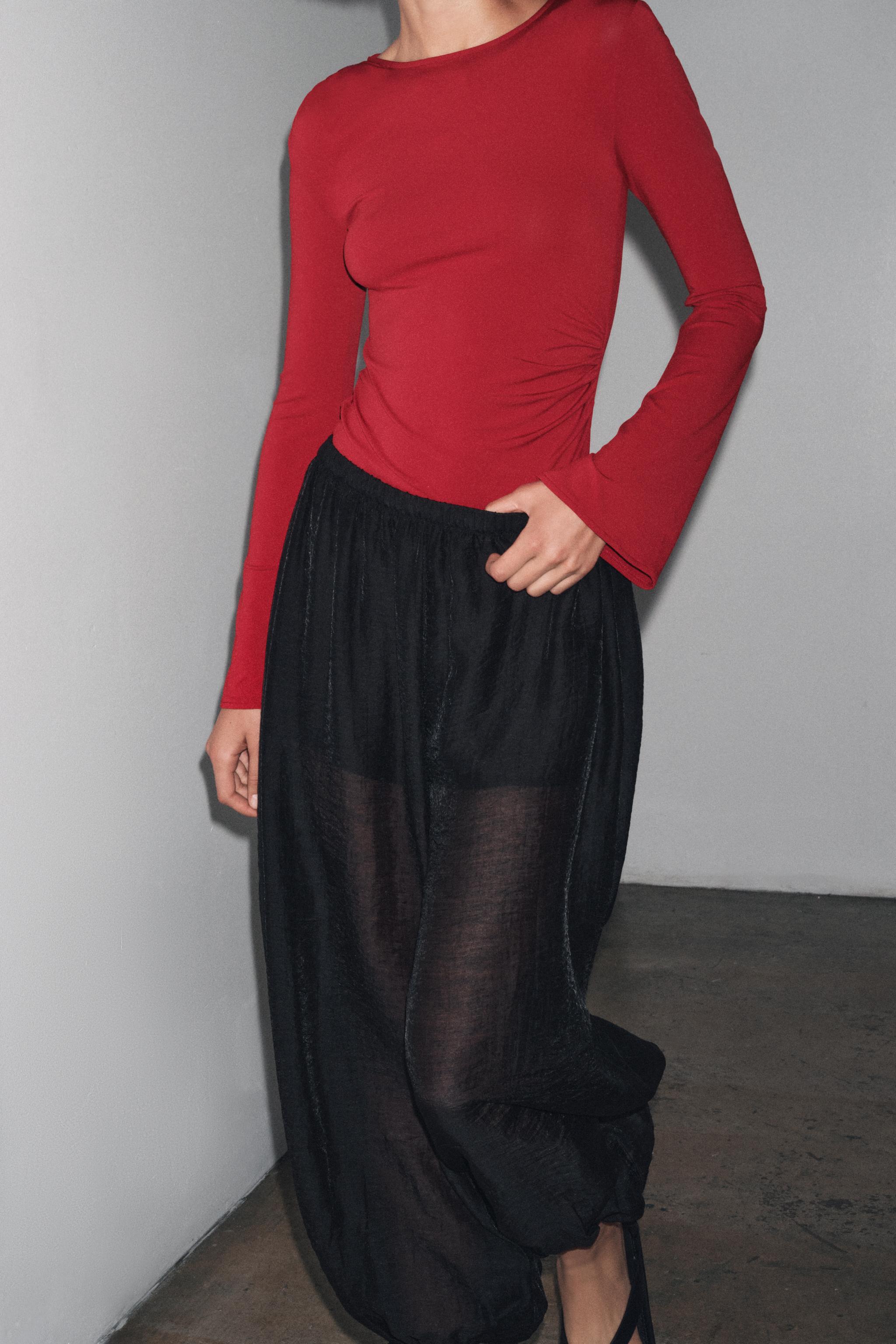 LONG SLEEVE RUCHED T-SHIRT