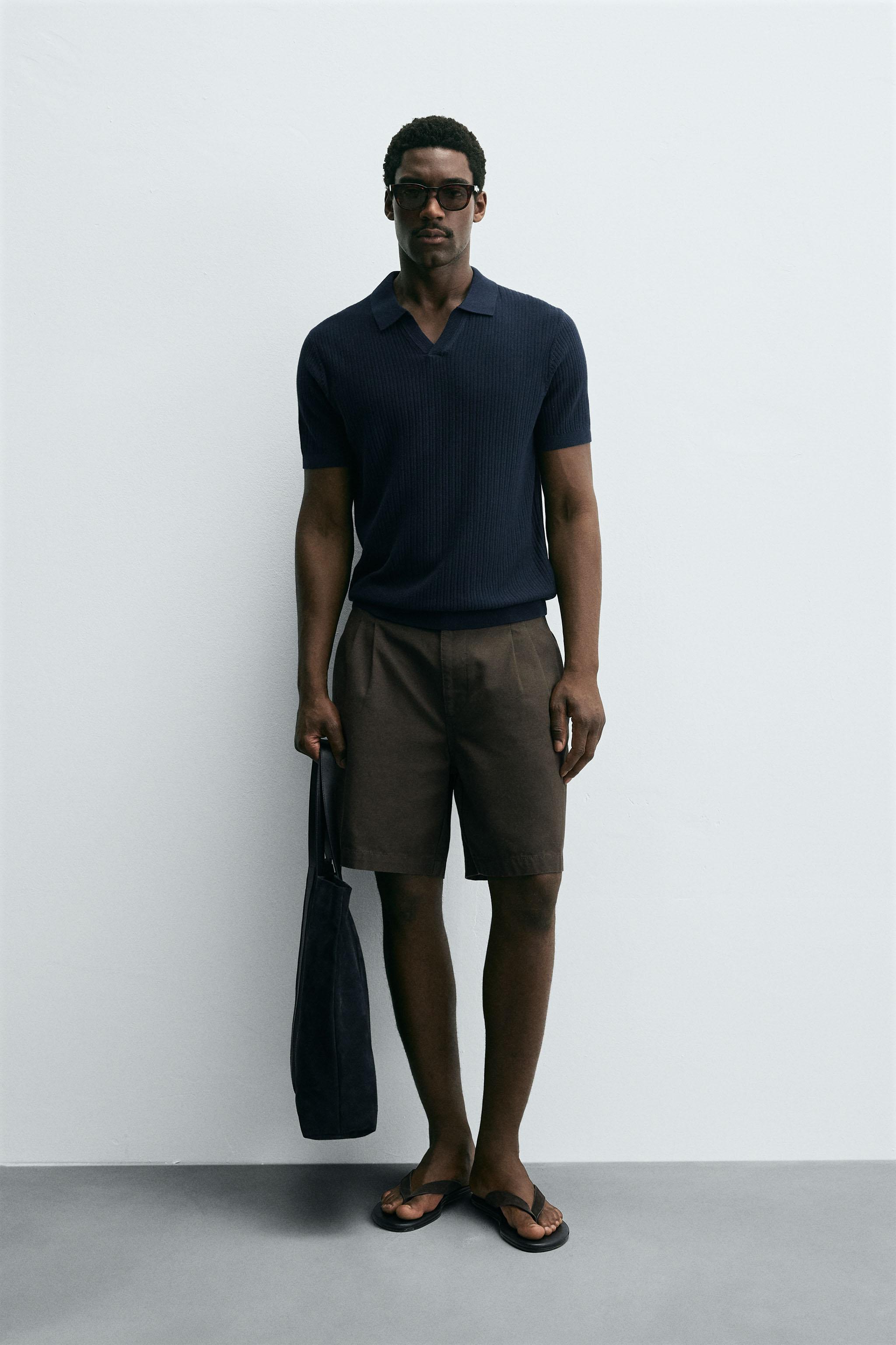 RIBBED KNIT POLO SHIRT