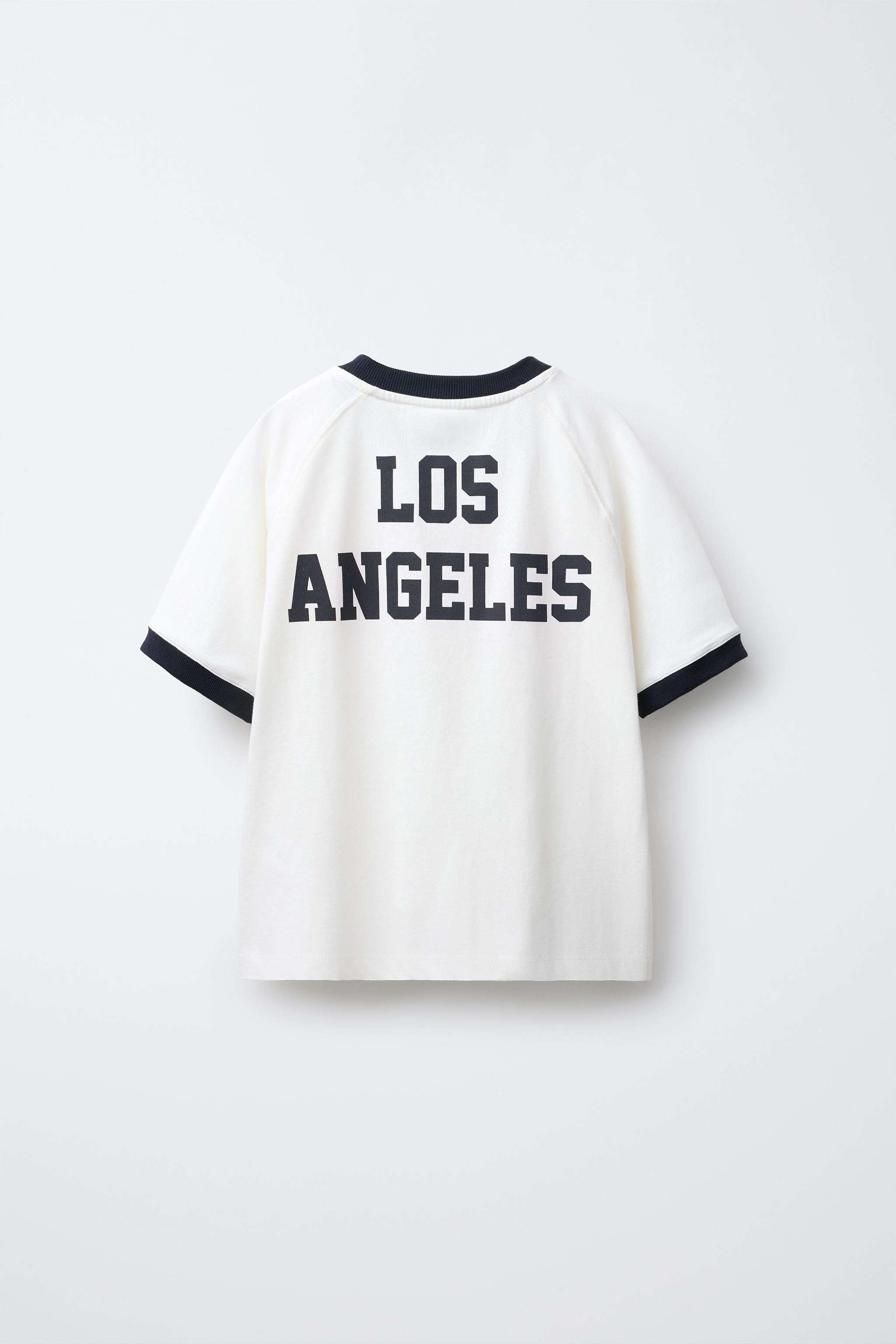 TEXT PRINT T-SHIRT WITH TRIM DETAIL