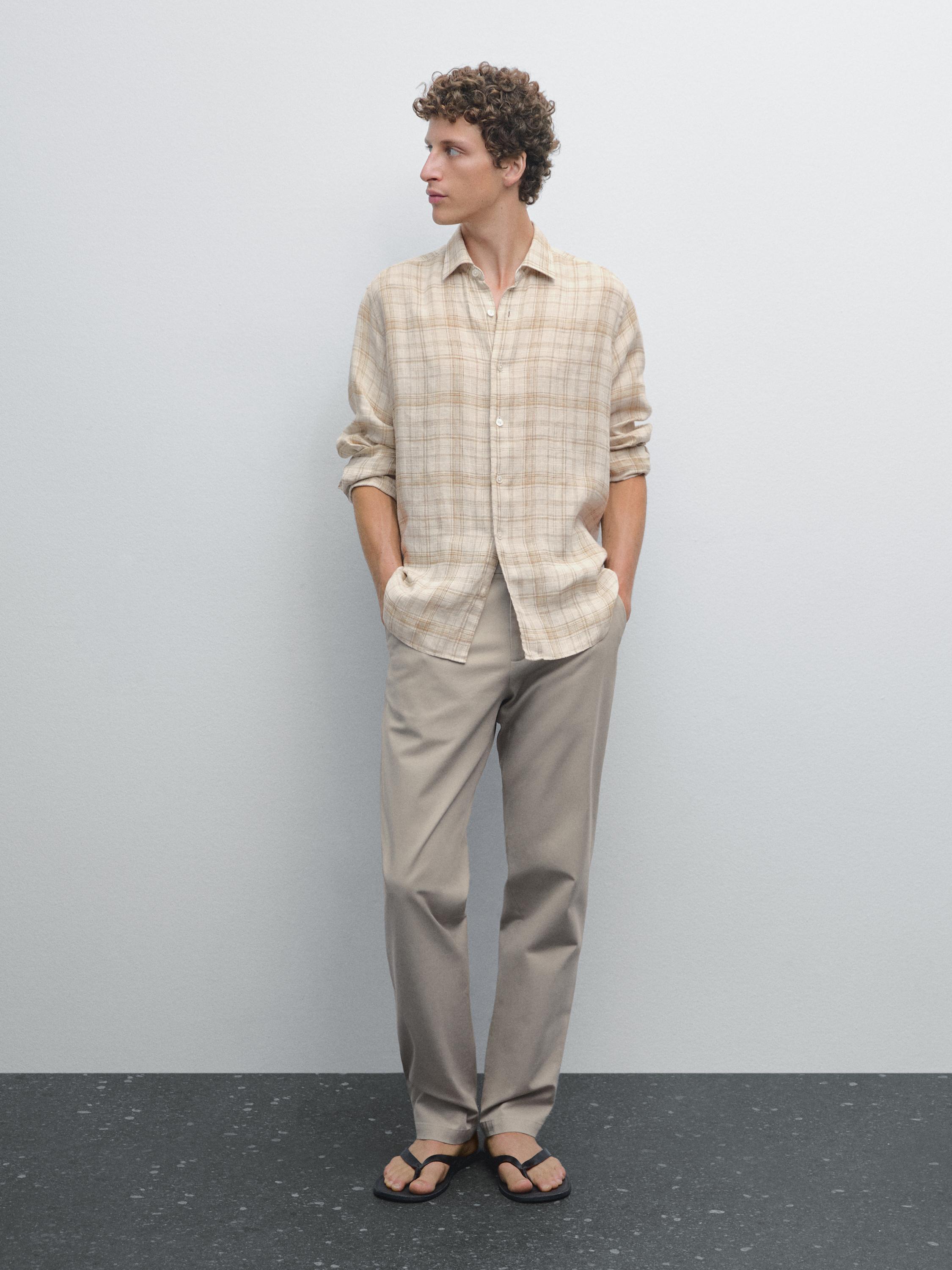 Slim fit textured trousers