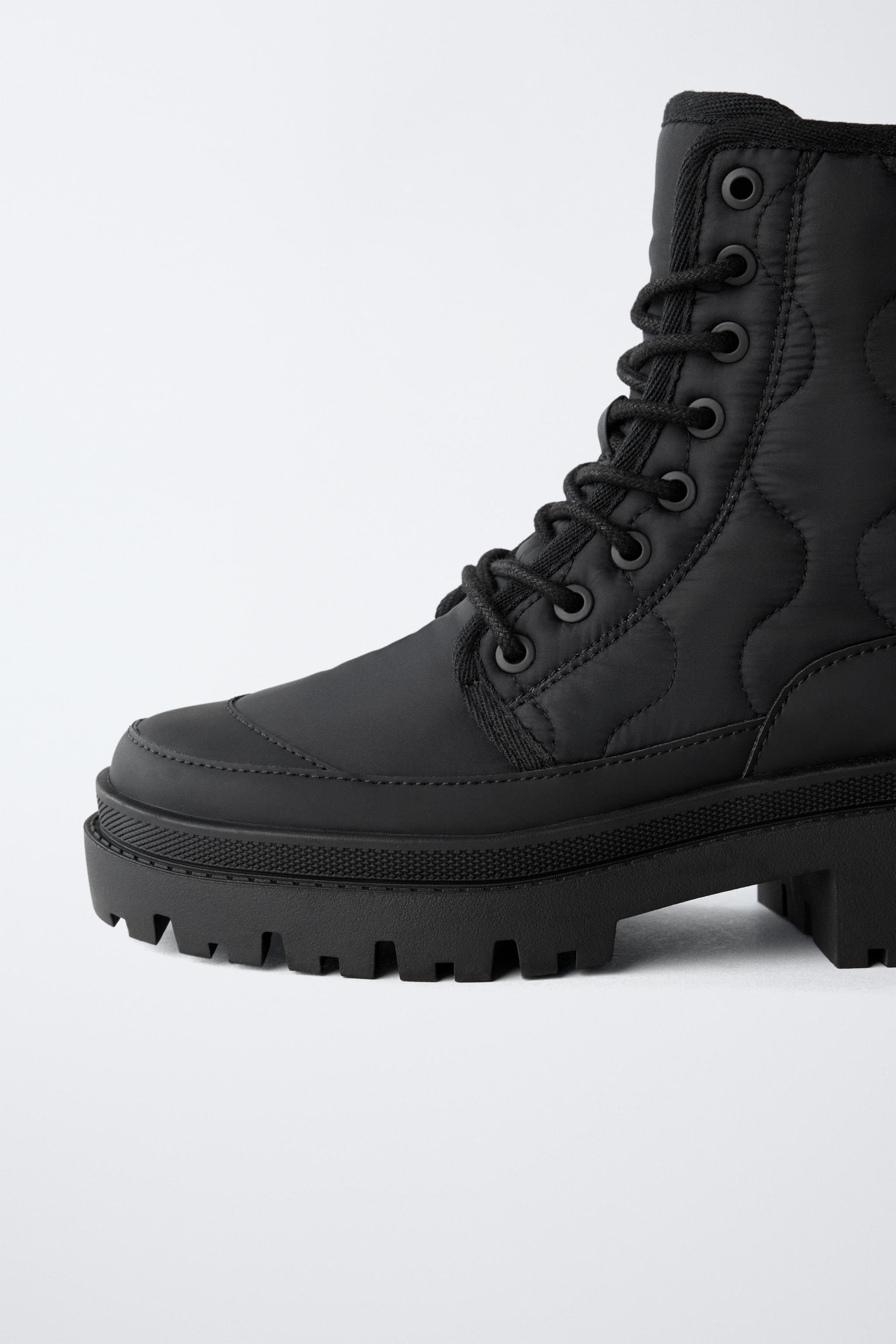 QUILTED LACED ANKLE BOOTS