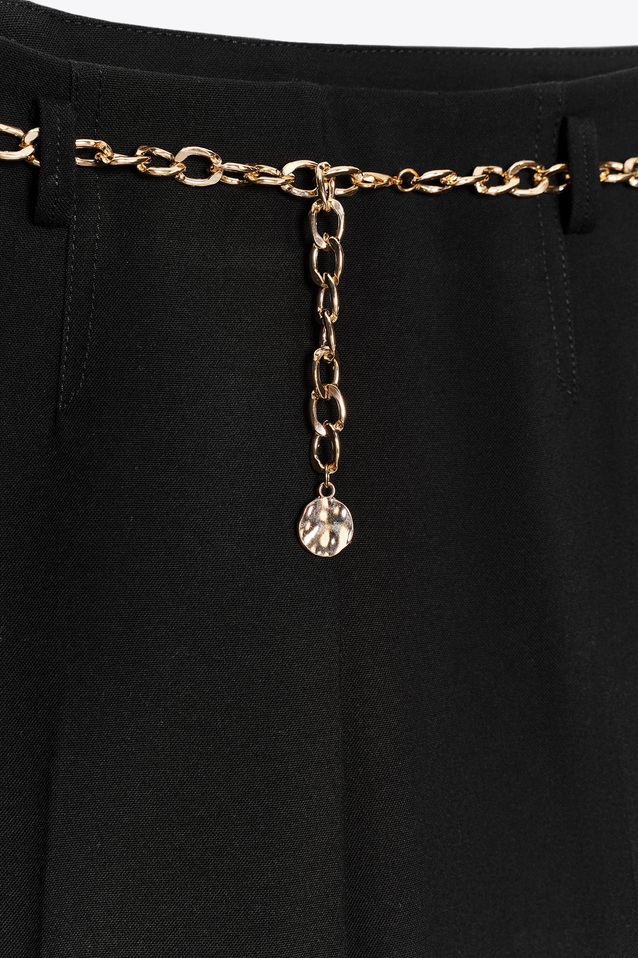 CHAIN BELT ANKLE PANTS