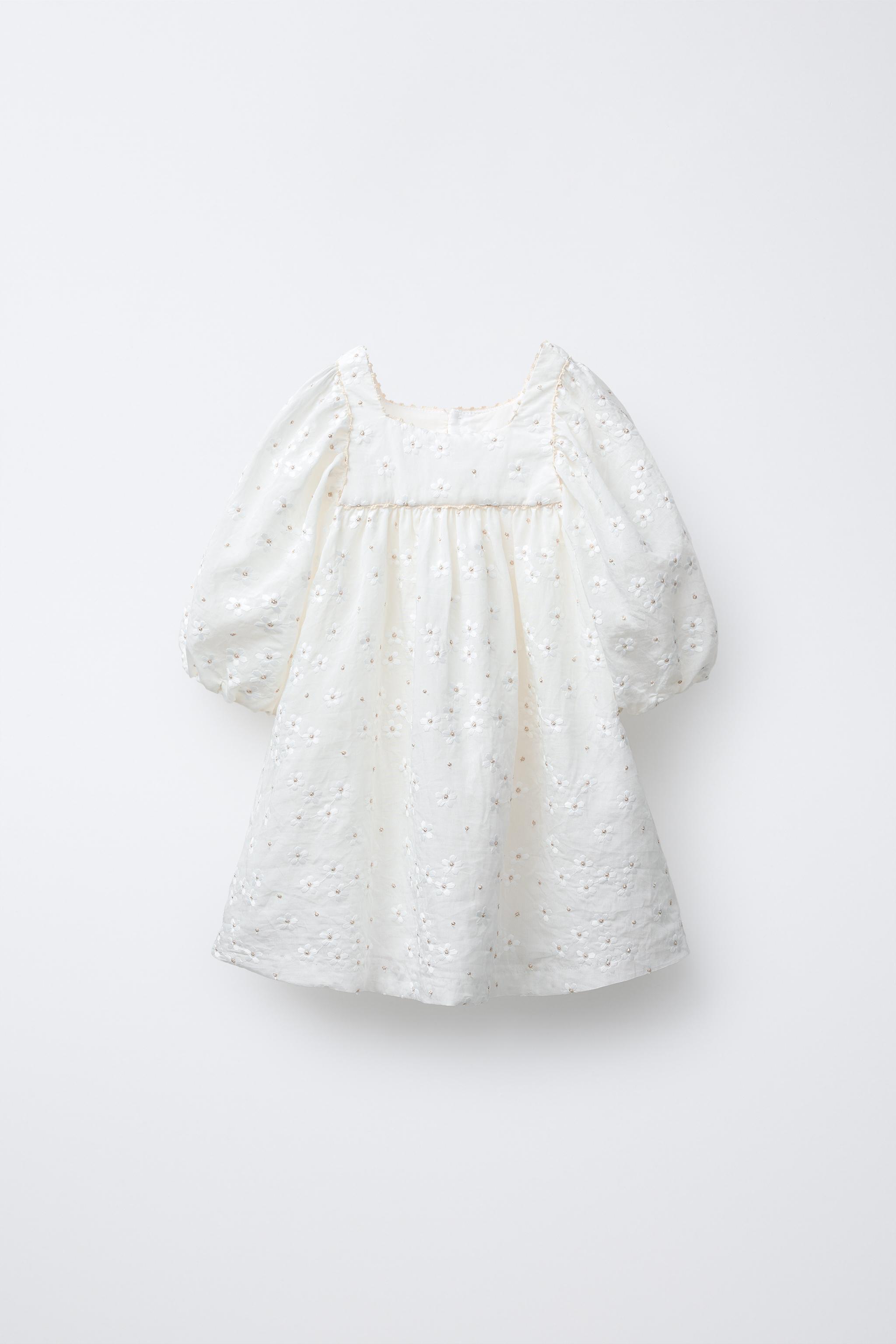EMBROIDERED DAISY ORGANZA DRESS